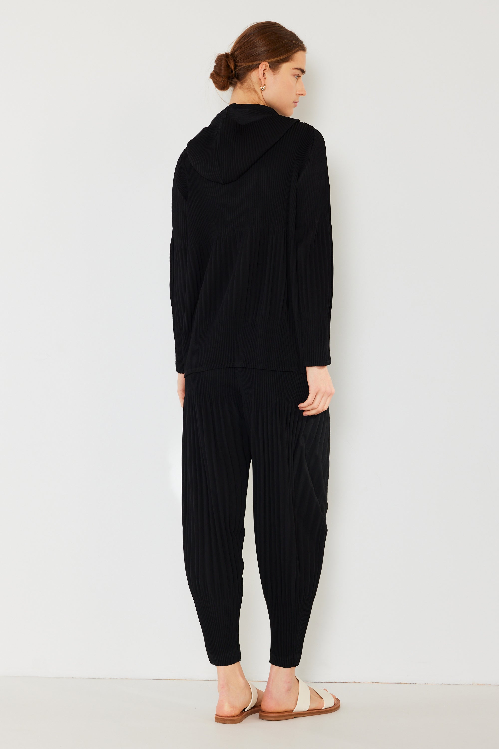 Pleated Unisex Plisse Pants - P05ad_black