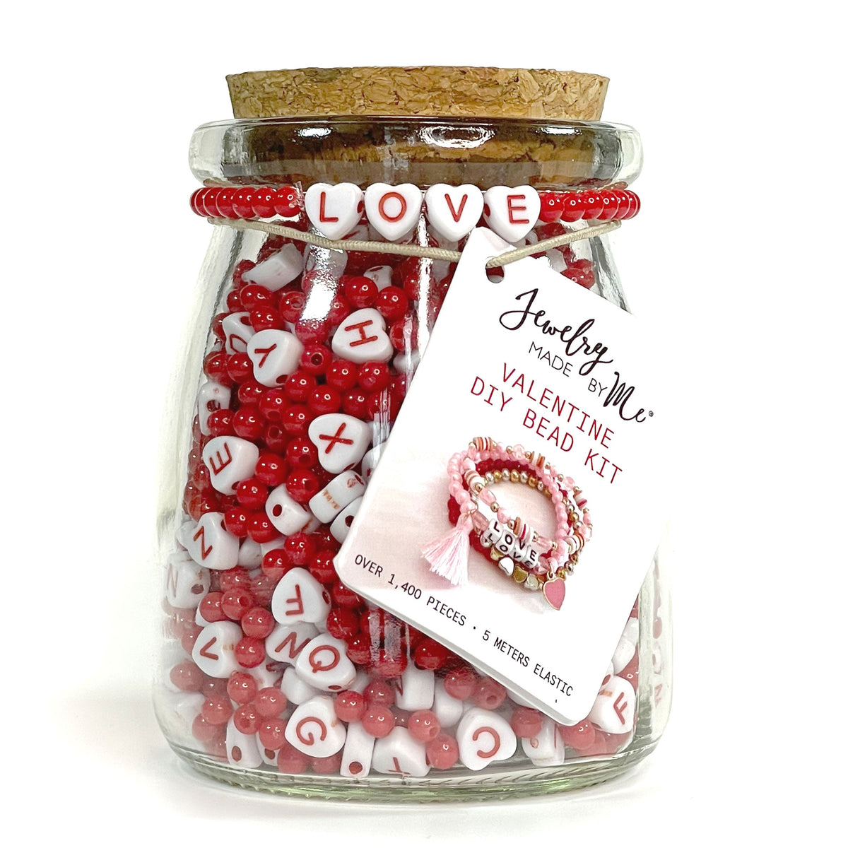 Valentine Red & White Love Bead Jar