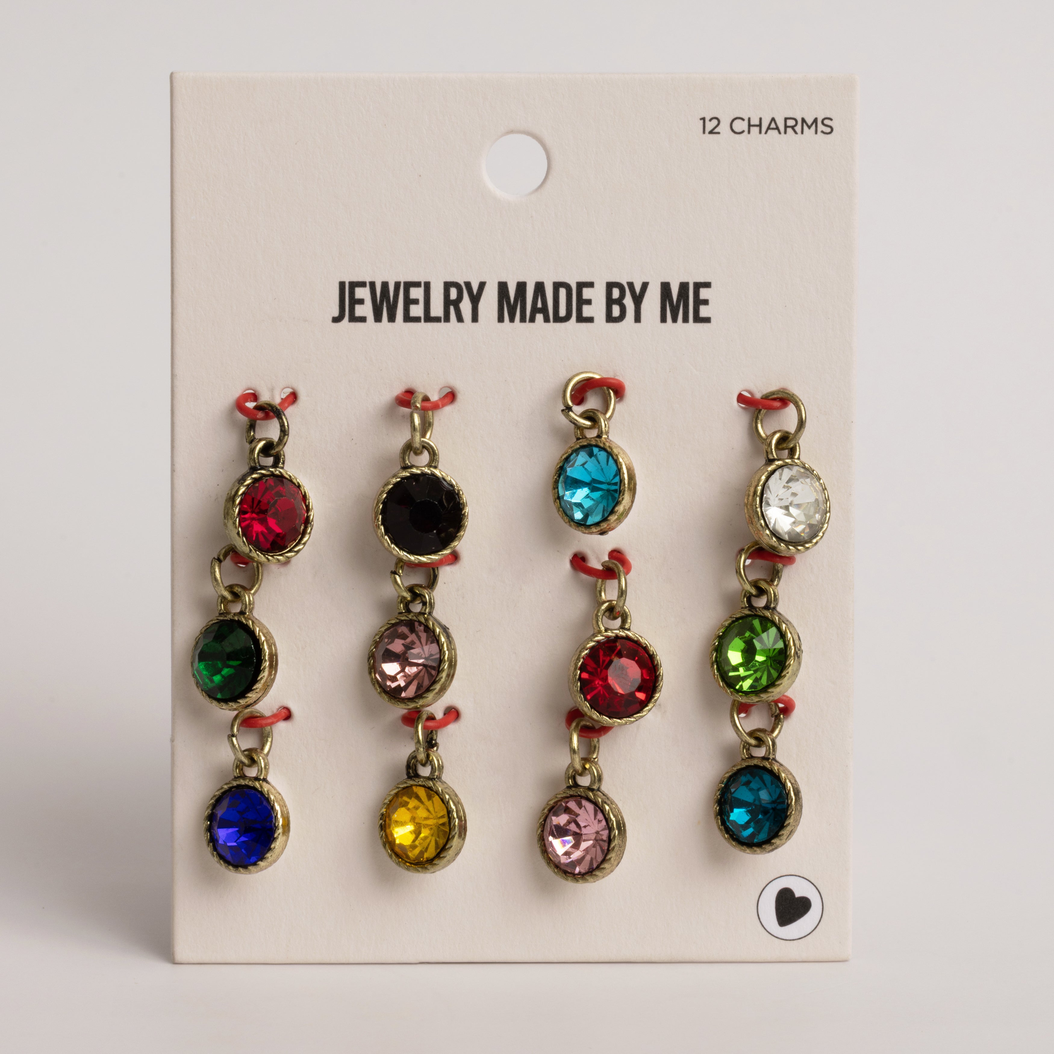 Antique Gold Birthstone Crystal Charms Set Of 12