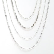 Silver Multi Chain Necklaces 4pc Set
