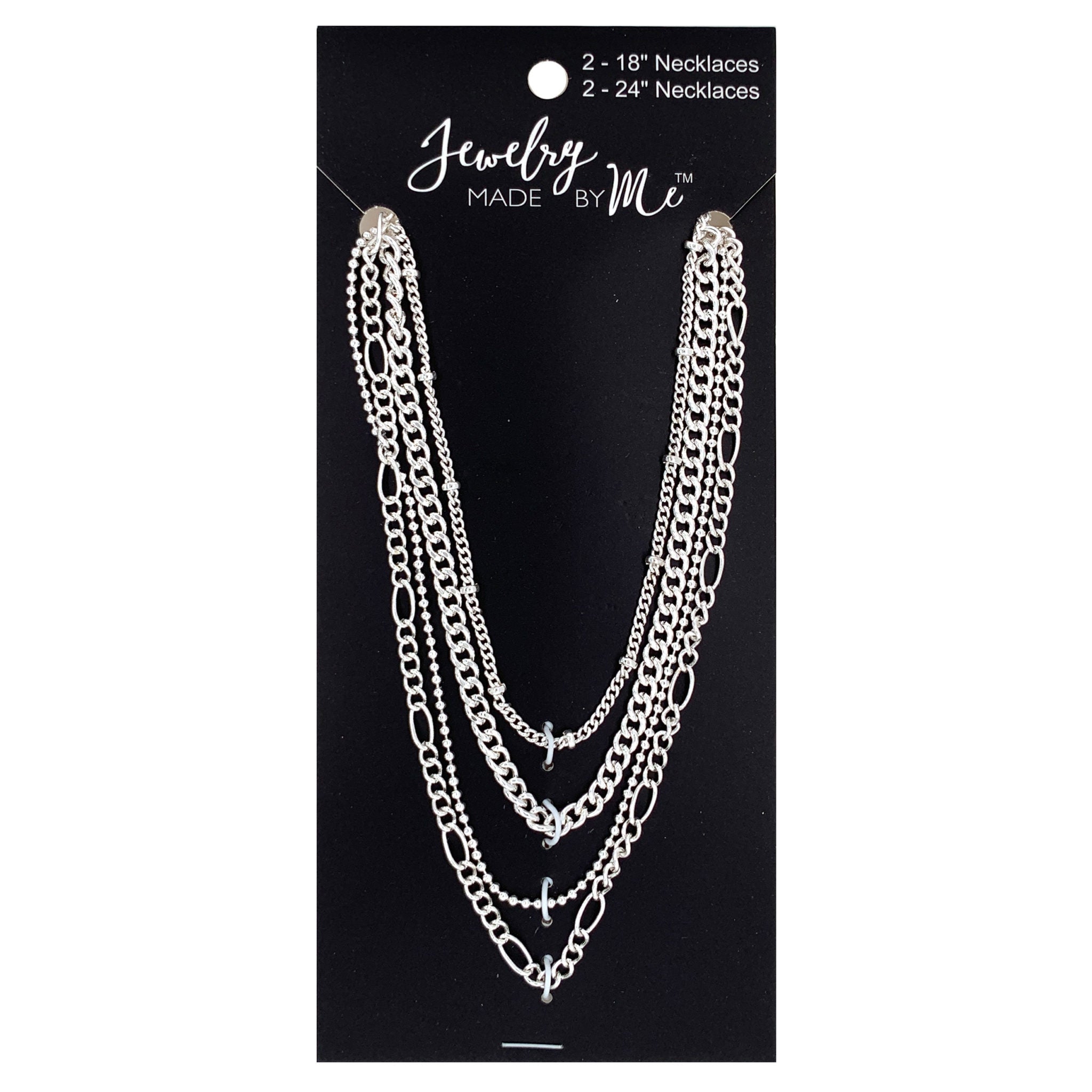 Silver Multi Chain Necklaces 4pc Set