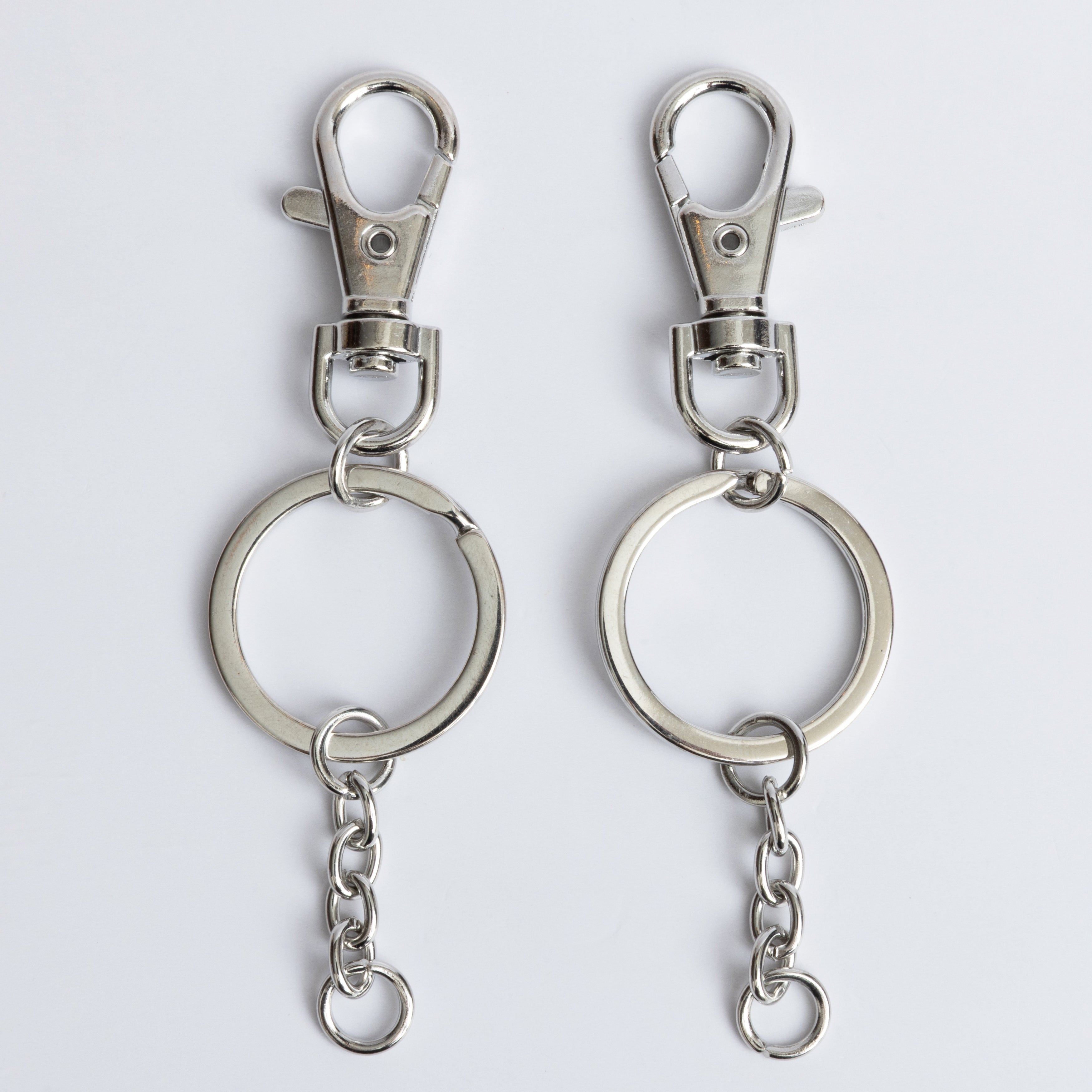 Silver Classic Key Rings With Lobster Hook 2pc