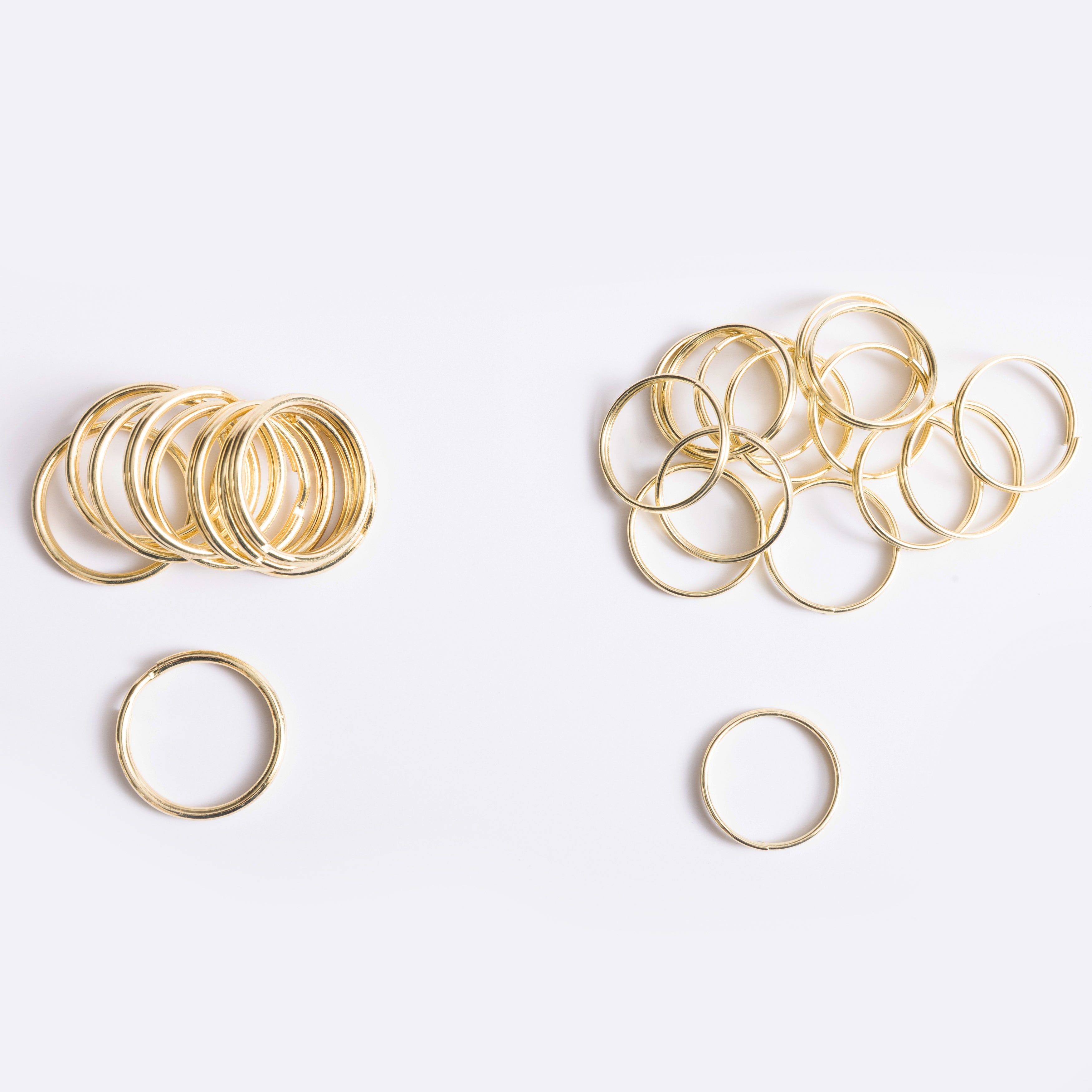 Gold Tone Split Rings, Two Sizes, Pack Of 25