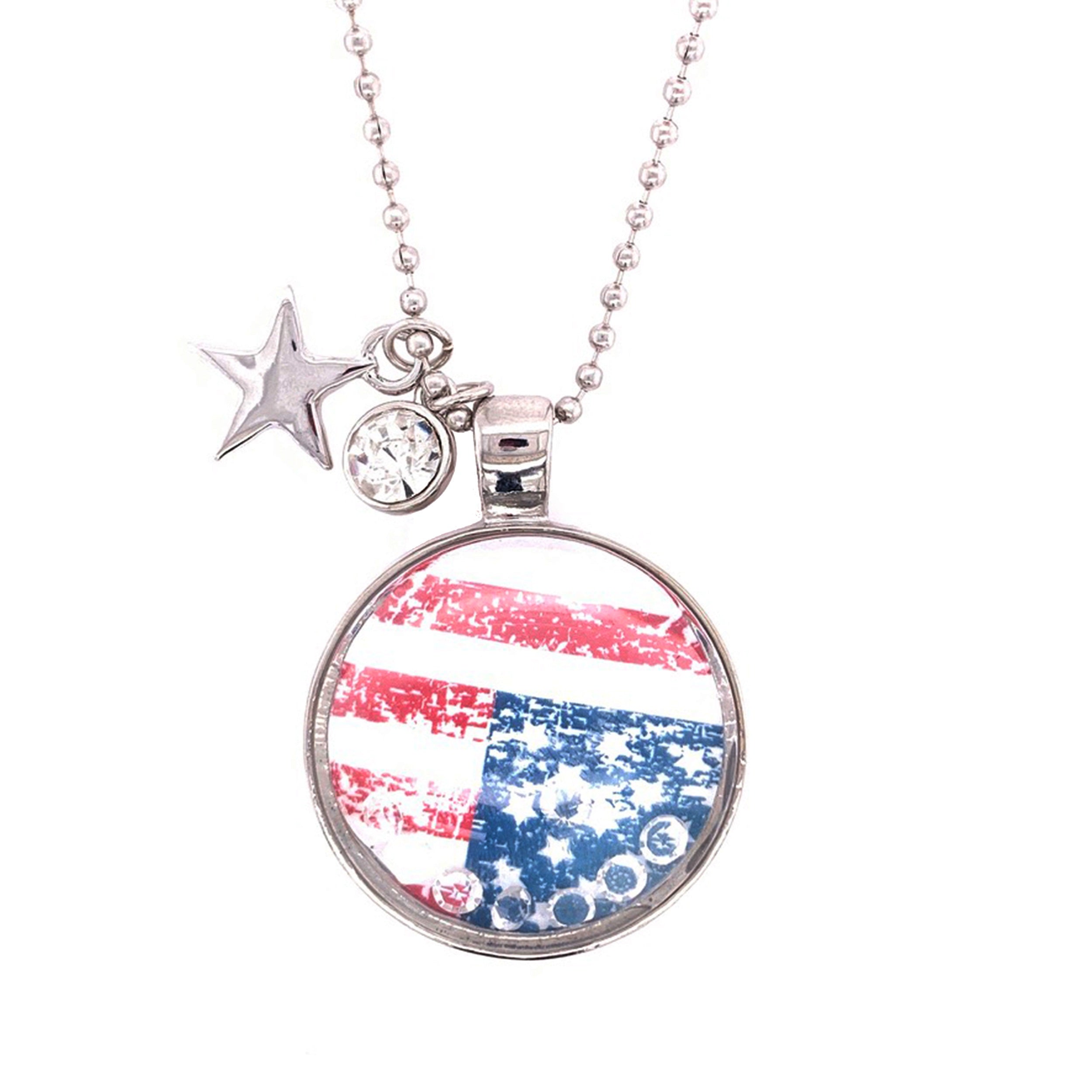 American Flag Shaker Pendant With Charms