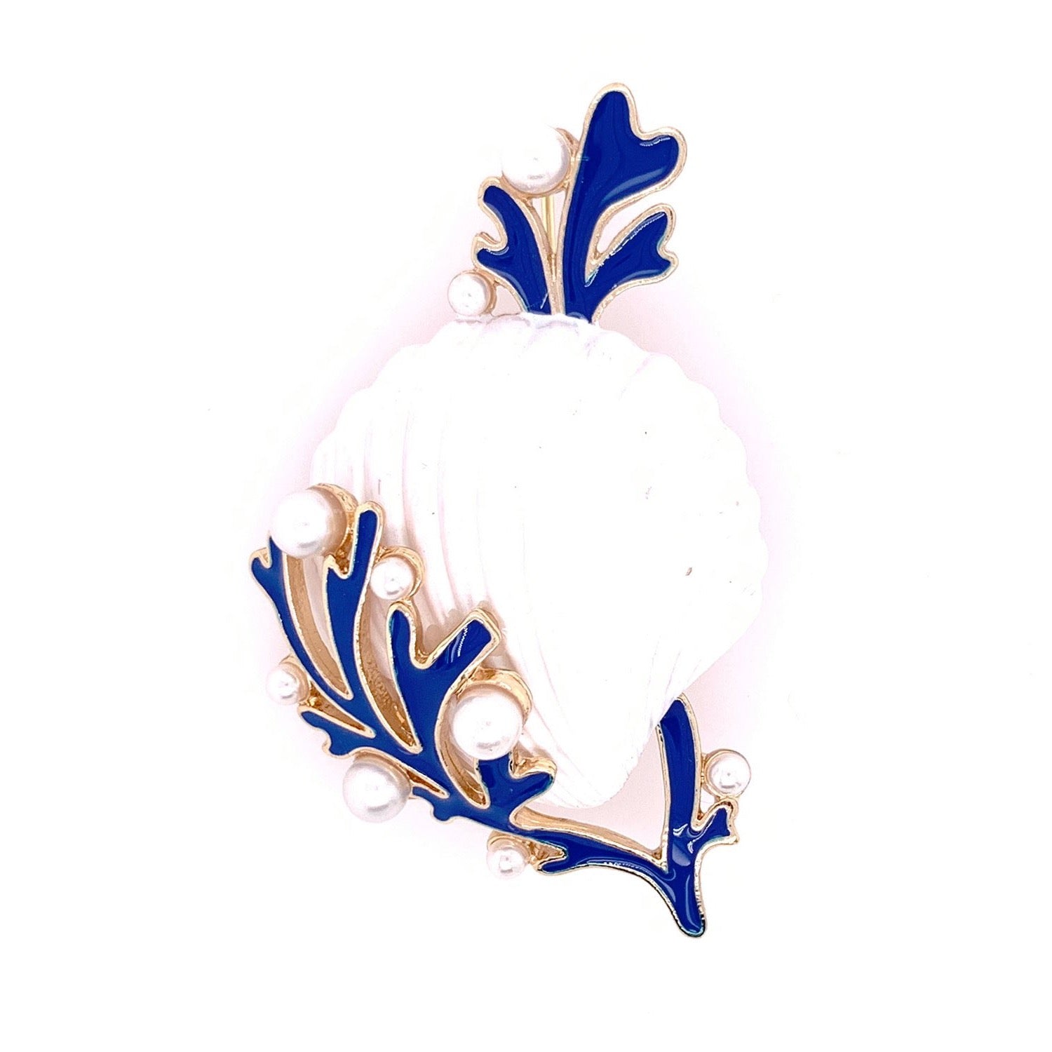 Seashell In Coral Brooch
