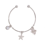 Silver Bangle Bracelet With 3 Charms
