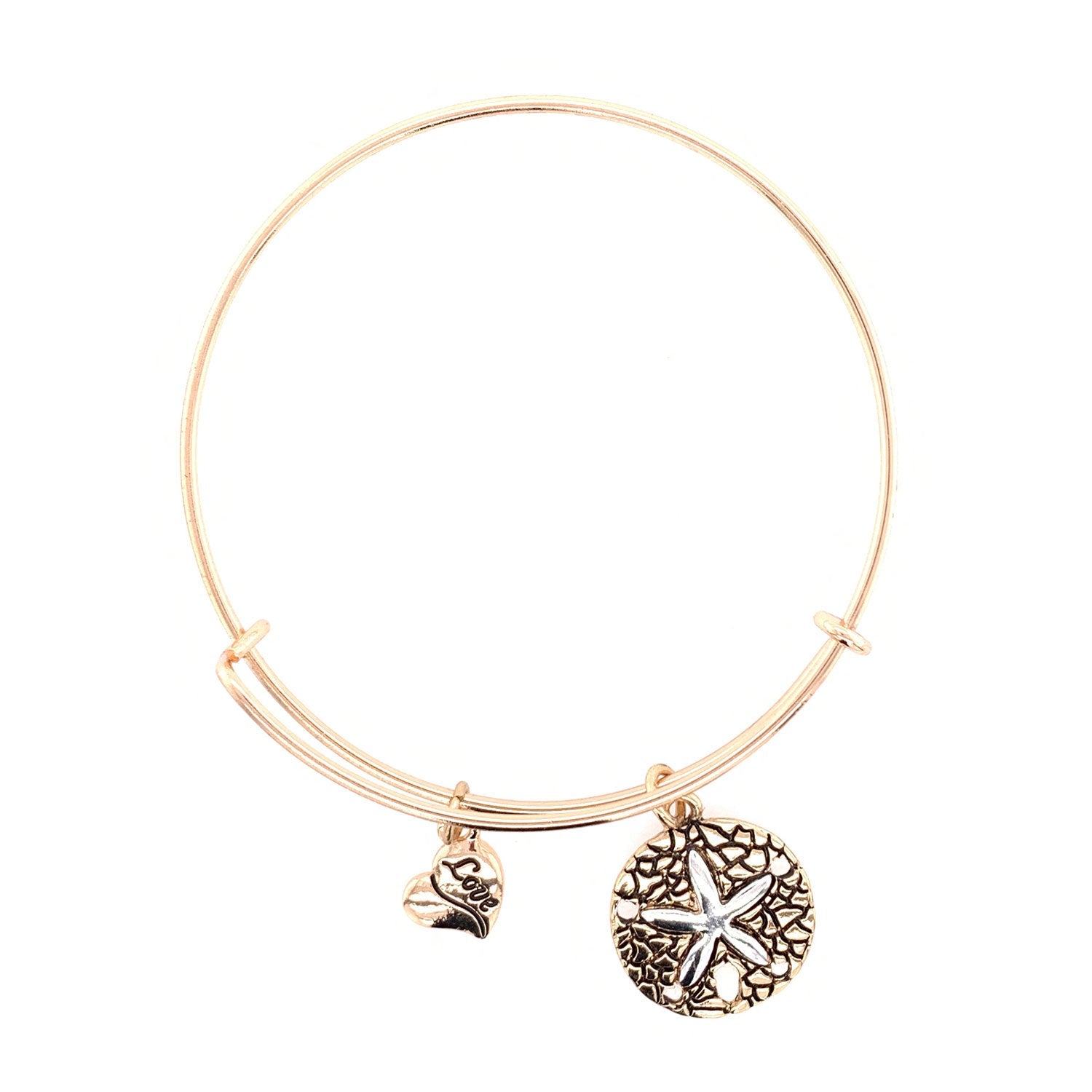 Bangle Bracelet With Sand Dollar Charm, Gold