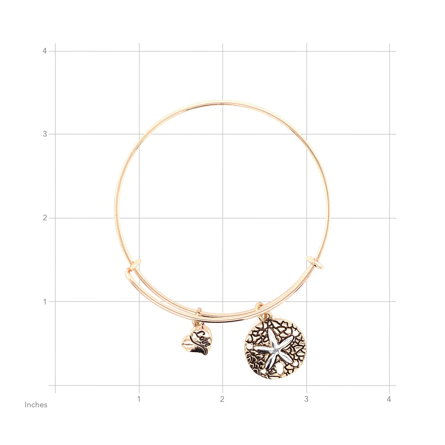 Bangle Bracelet With Sand Dollar Charm, Gold