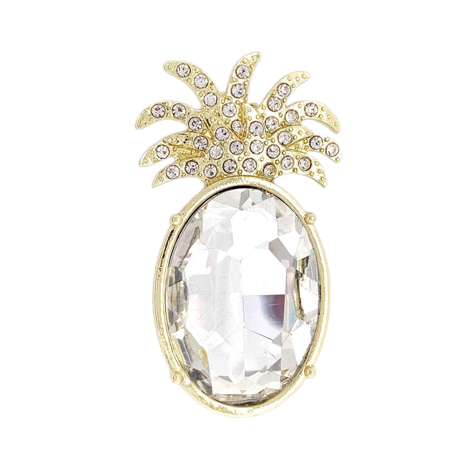 Bright Gold And Glass Pineapple Brooch