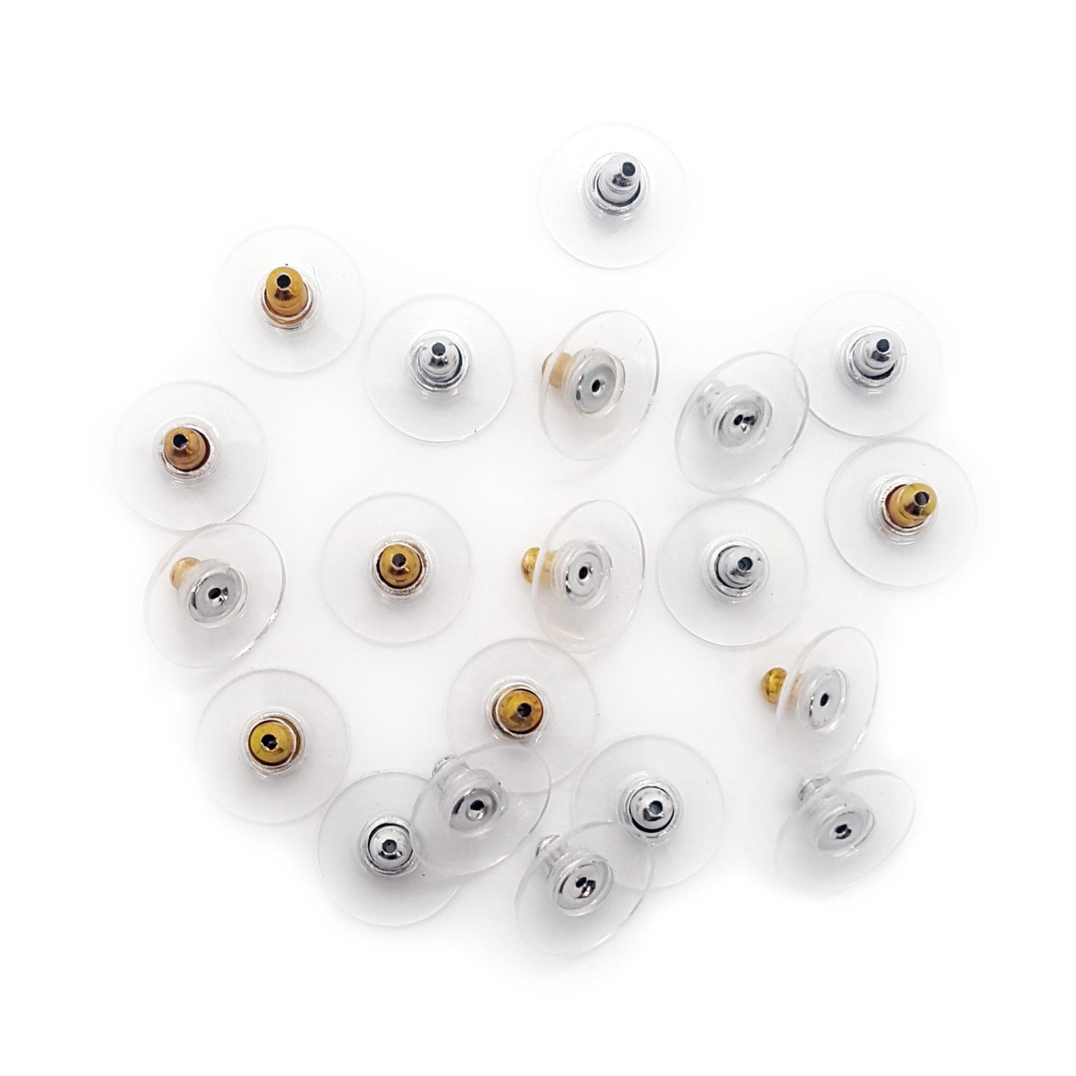 Bullet Clutch Earring Back With Disk Pad 20pc Assortment