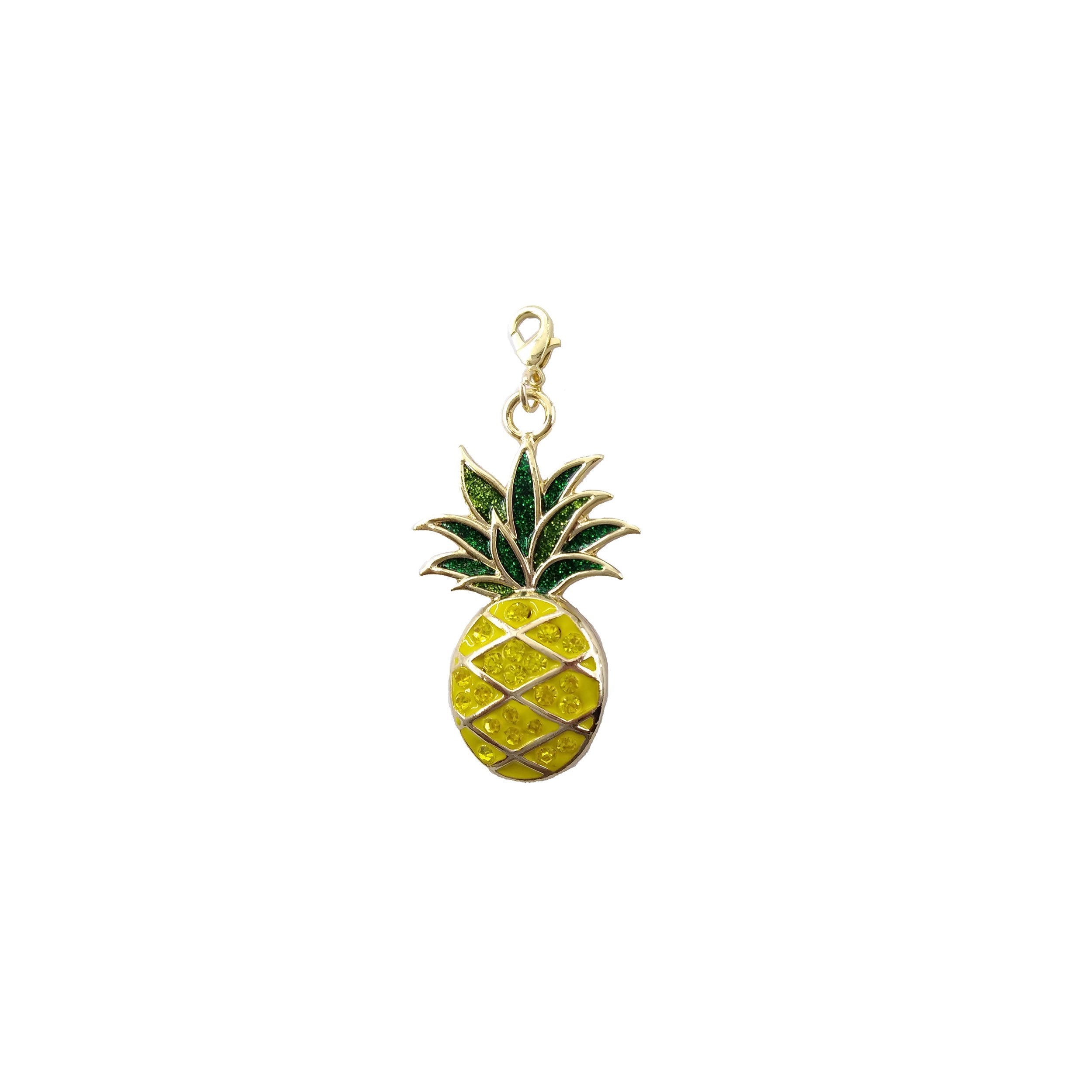 Sparkly Pineapple Pendant Charm In Gold