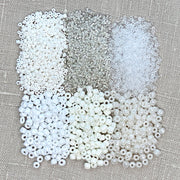 Mixed Seed Bead Assortment, Clear/white 60gm