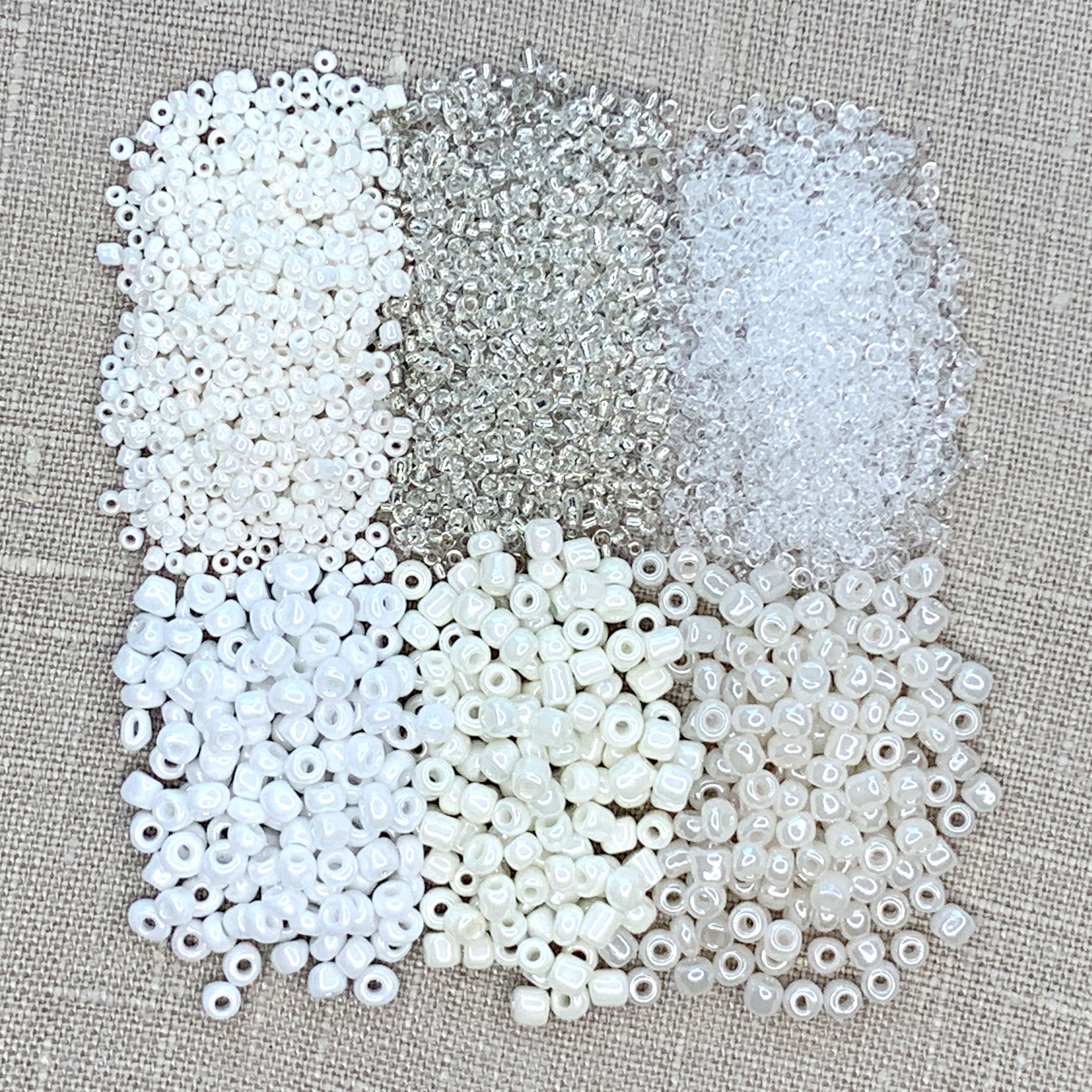 Mixed Seed Bead Assortment, Clear/white 60gm