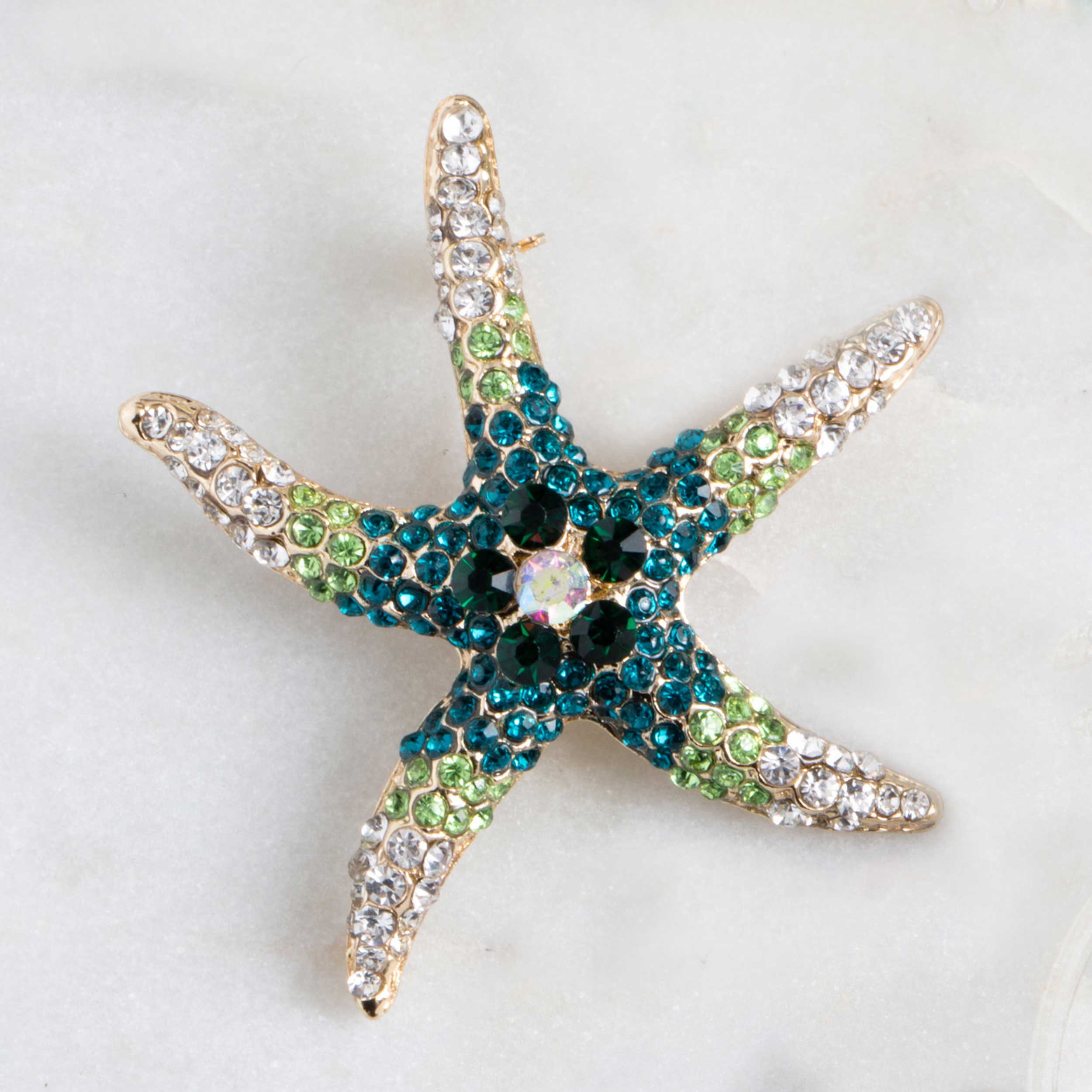 Ombre Jeweled Starfish Brooch With Pendant Converter