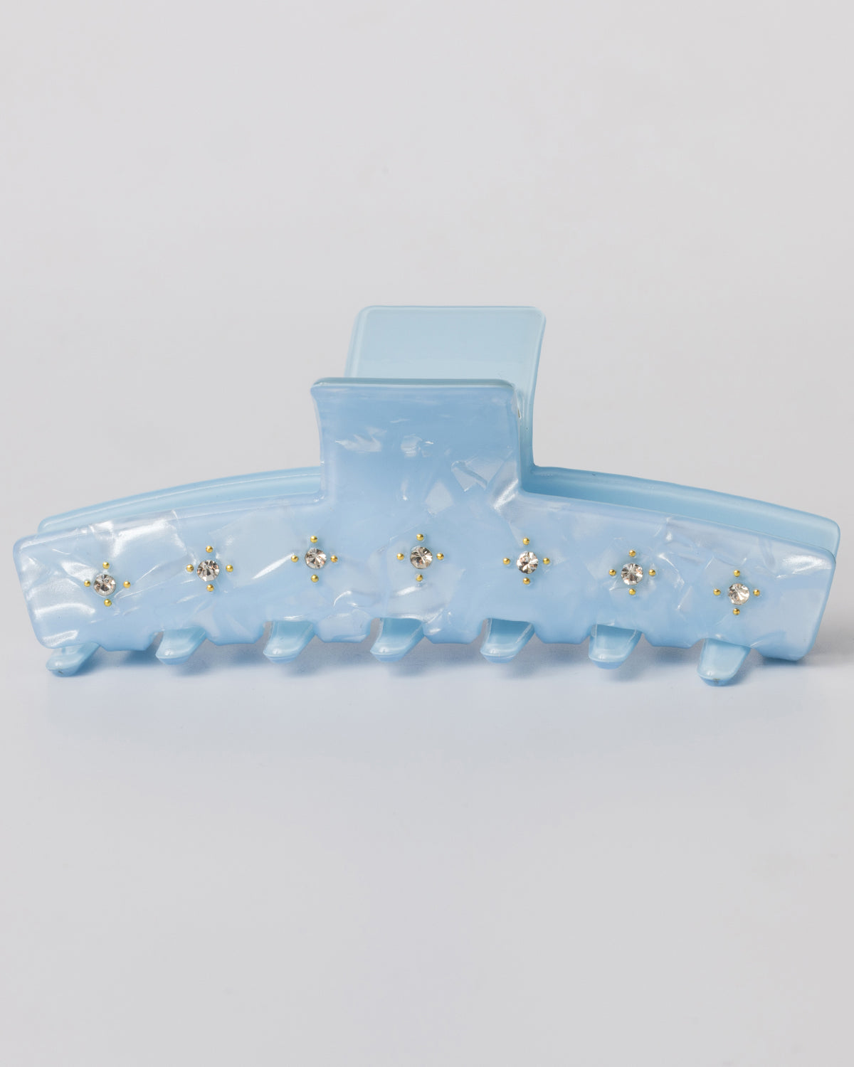 Light Blue Pearlized Crystal And Rivet Stud Hair Claw Coastal Cowgirl