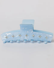Light Blue Pearlized Crystal And Rivet Stud Hair Claw Coastal Cowgirl