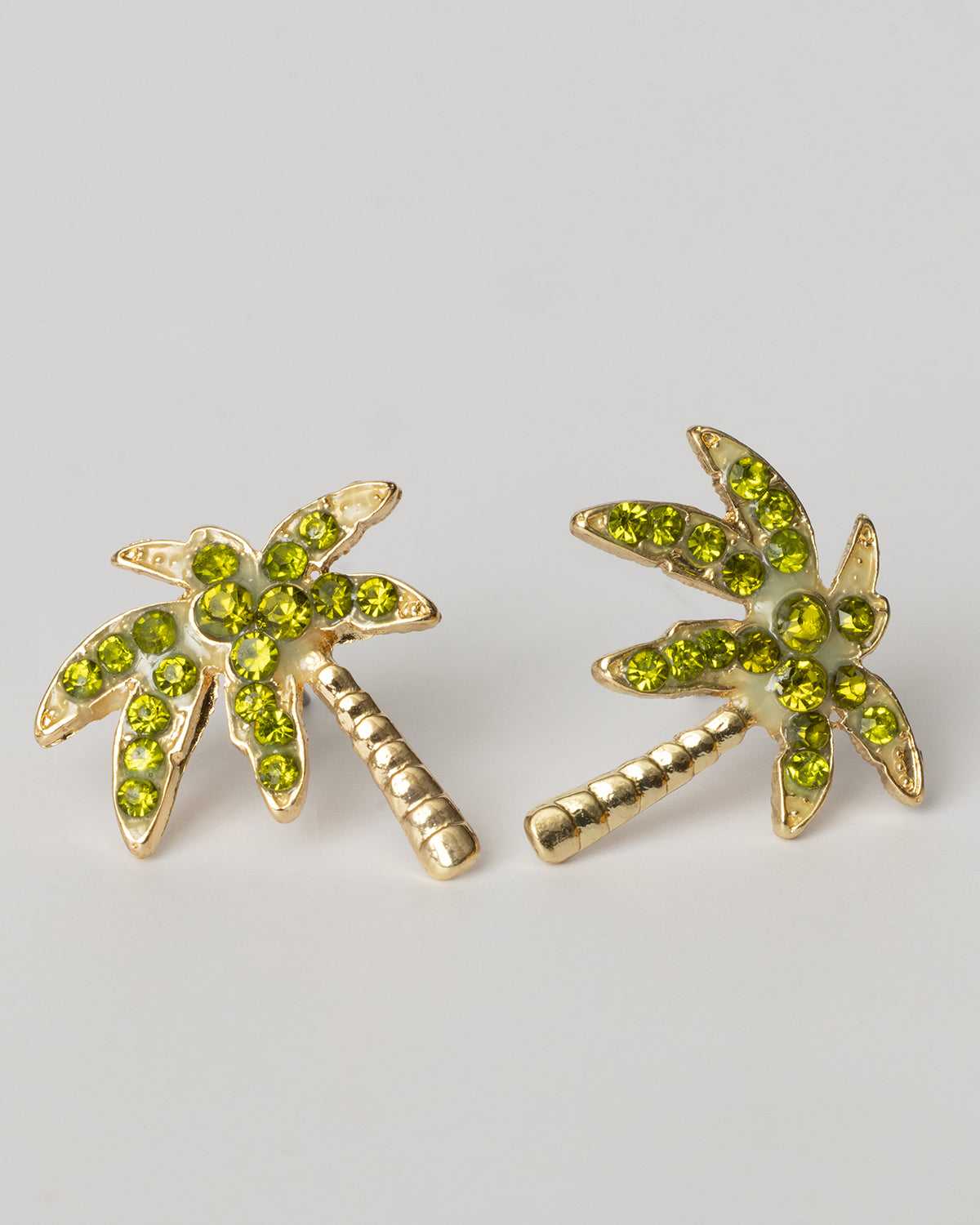 Pave Crystal Palm Tree Stud Earrings Coastal Cowgirl