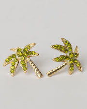 Pave Crystal Palm Tree Stud Earrings Coastal Cowgirl