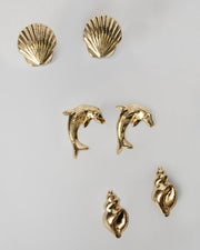 Gold Shells And Dolphin Beachy Stud Set Coastal Cowgirl