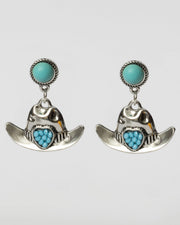 Silver And Turquoise Cowboy Hat Earrings Coastal Cowgirl