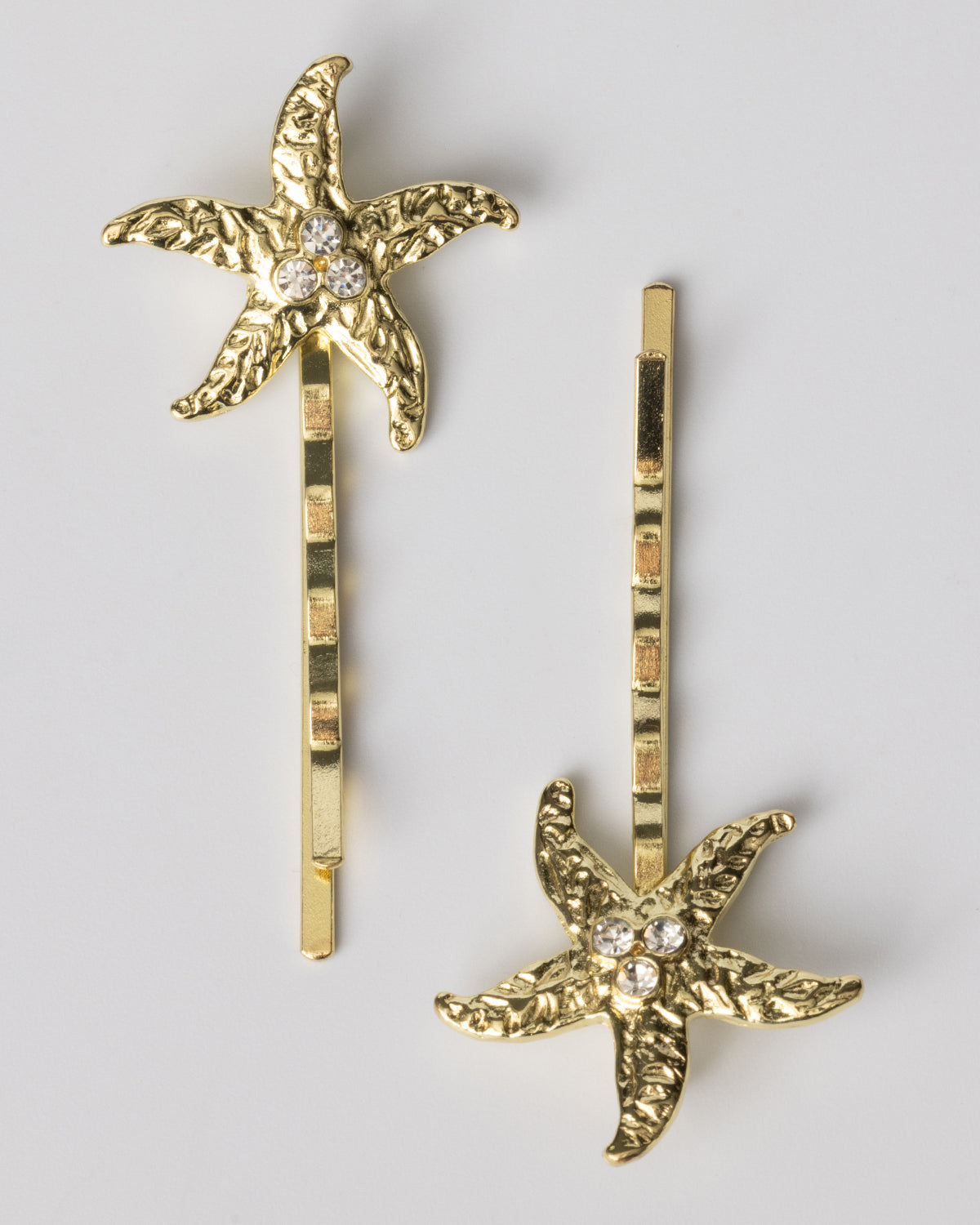 Gold And Crystal Starfish And Real Shell Hair Bobby Pins Coastal Cowgirl