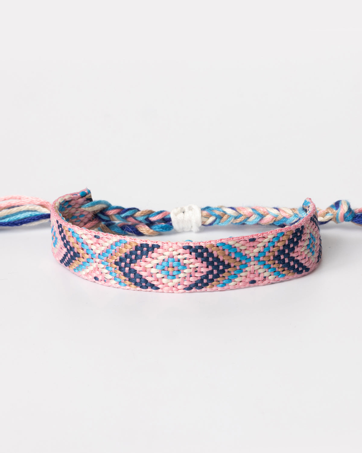 Adjustable Pink And Blue Woven Macrame Southwestern Style Festival Bracelet Coastal Cowgirl