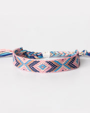 Adjustable Pink And Blue Woven Macrame Southwestern Style Festival Bracelet Coastal Cowgirl