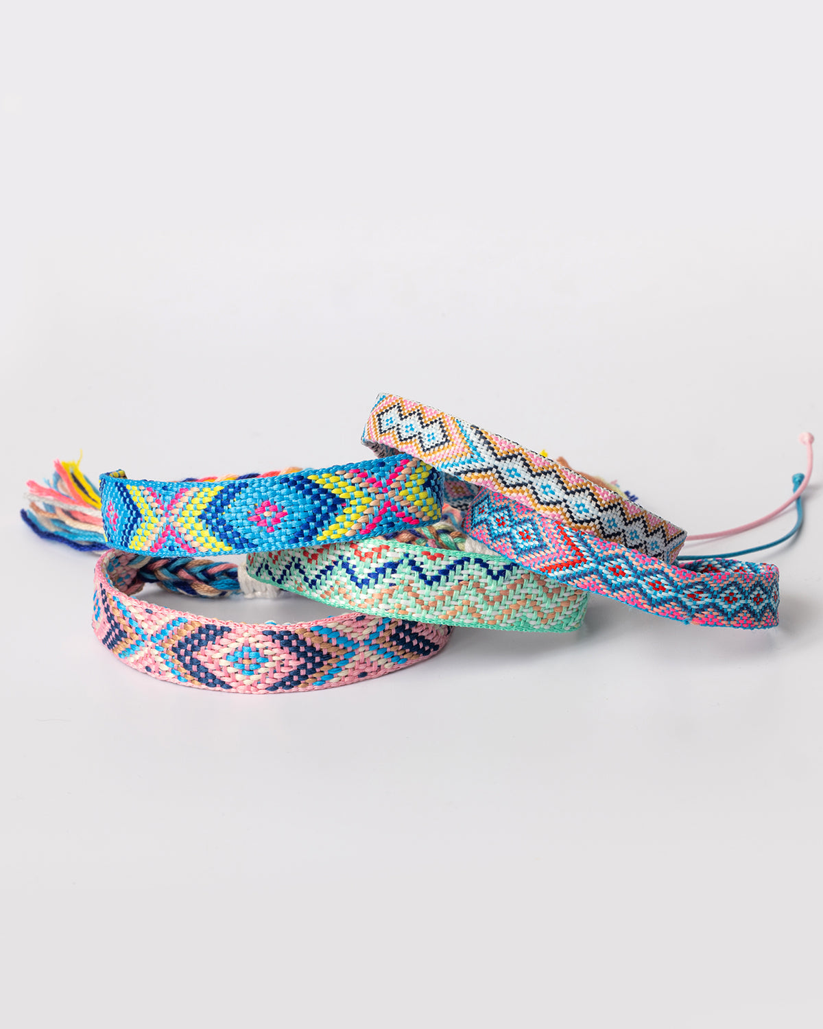 Adjustable Pink And Blue Woven Macrame Southwestern Style Festival Bracelet Coastal Cowgirl