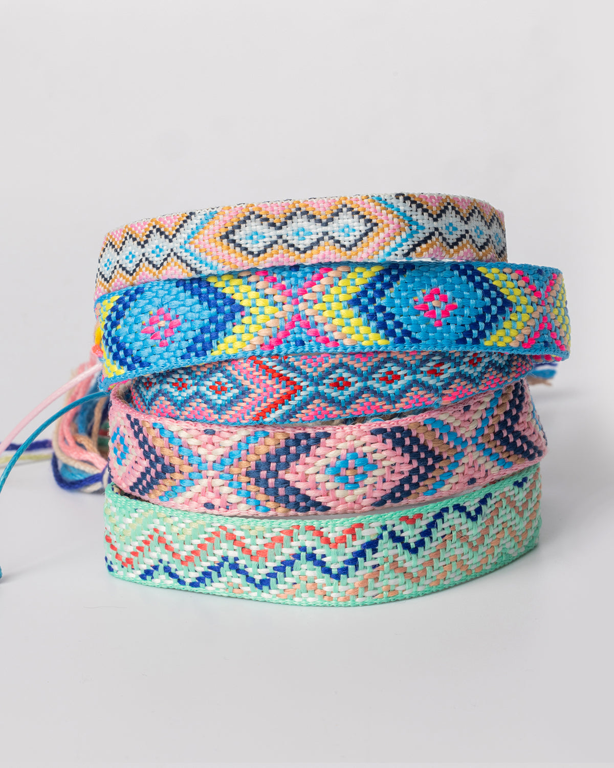 Adjustable Pink And Blue Woven Macrame Southwestern Style Festival Bracelet Coastal Cowgirl