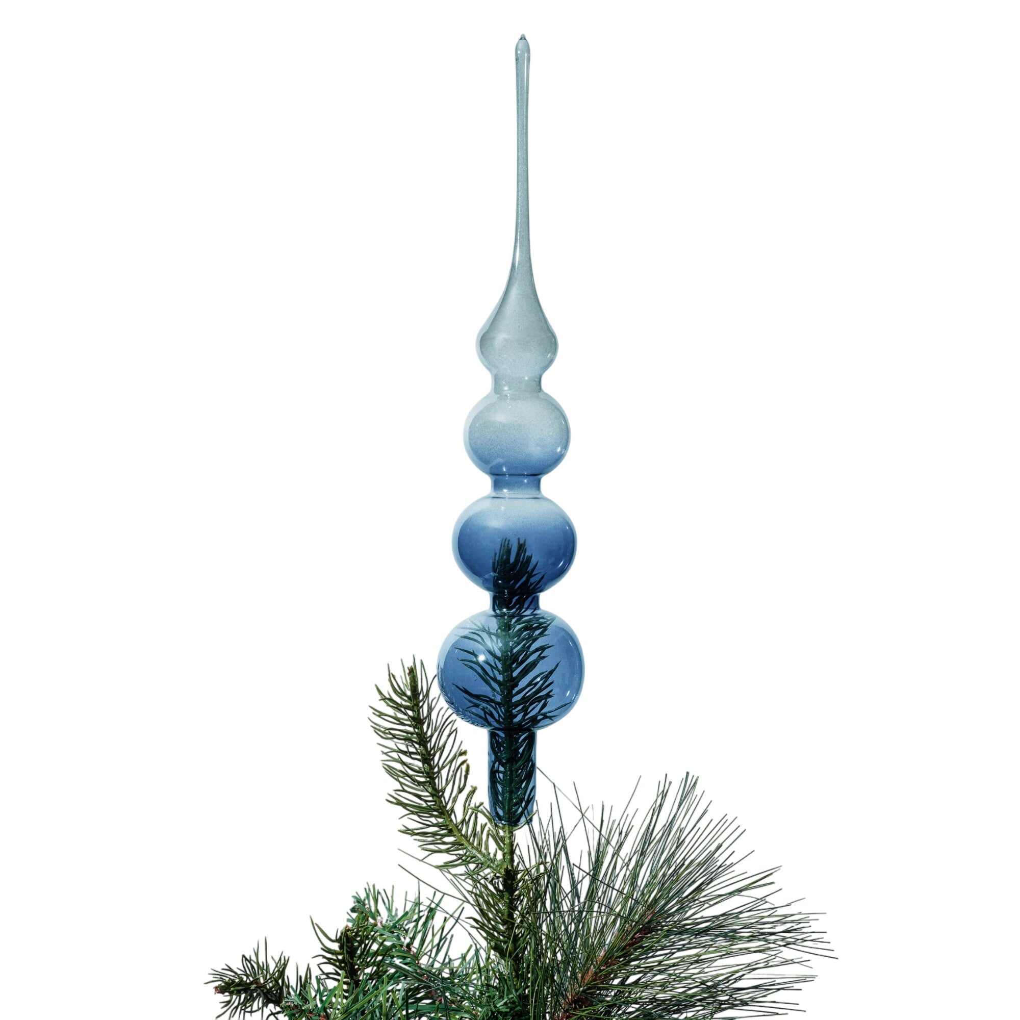 Glass Bubble Tree Topper, Navy And Grey