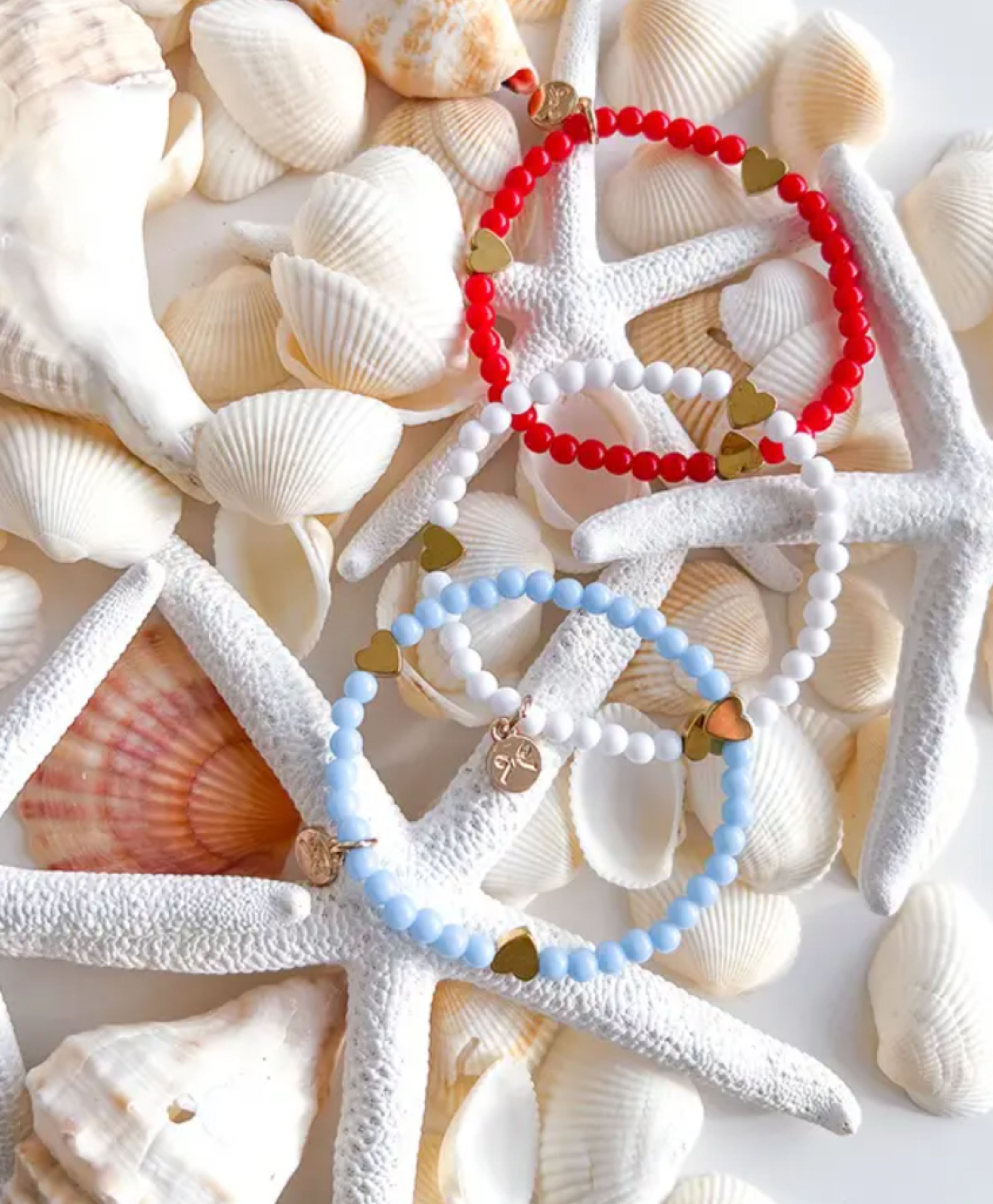 Red, White & Blue Hearts Bracelet Gift Set