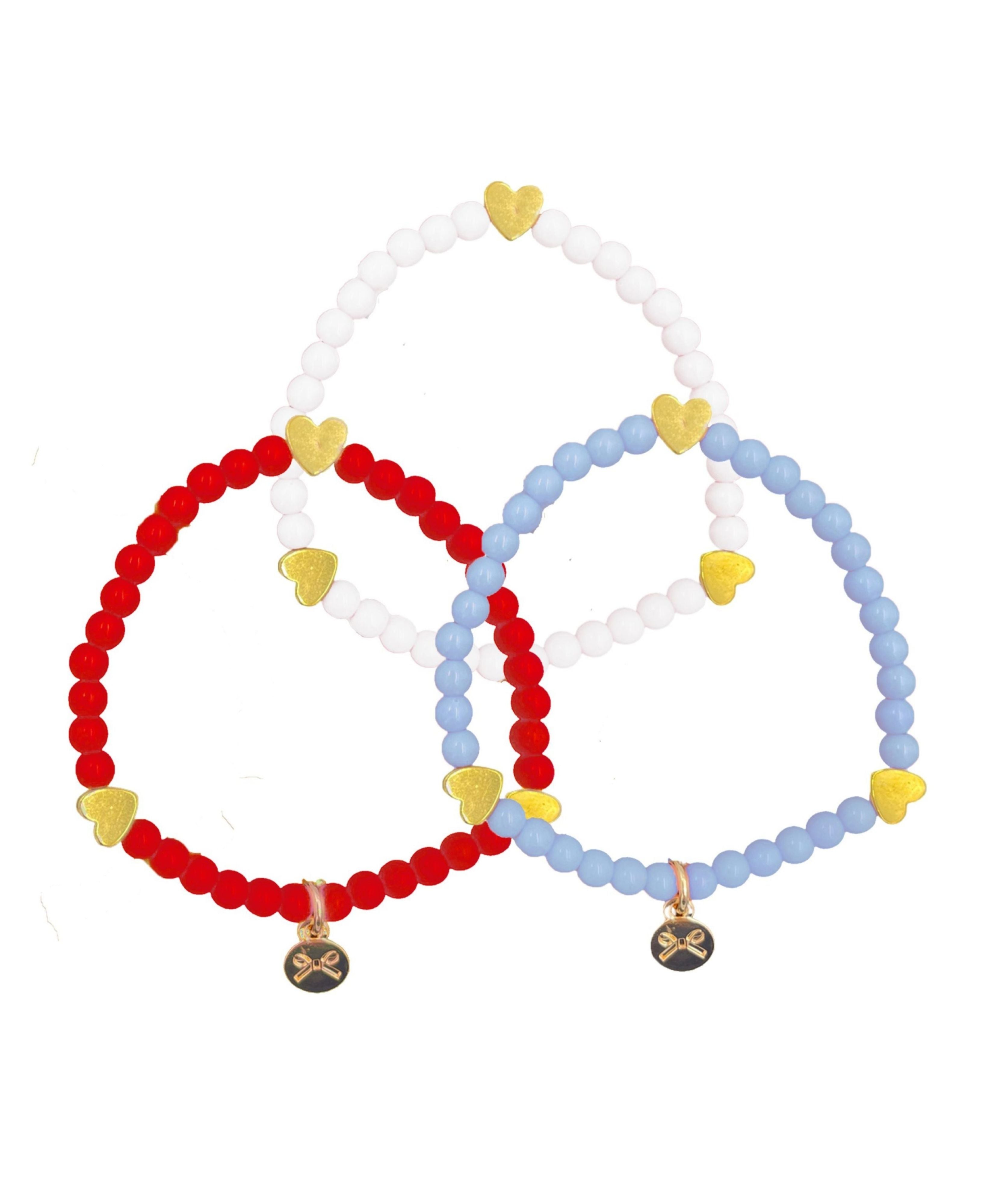 Hearts Bracelet Set In Red/white/blue (girls)
