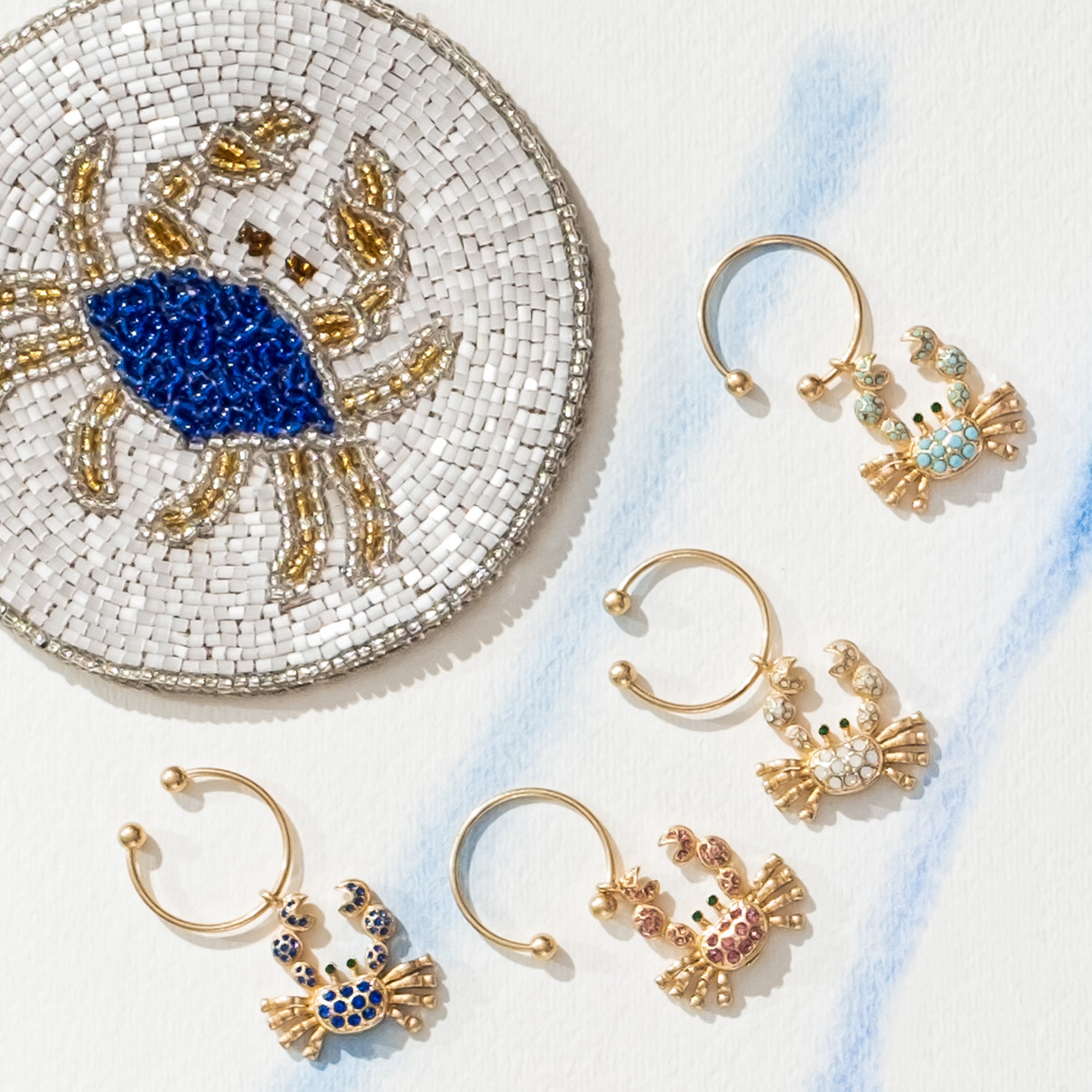 Crab Wine Charms, Rainbow