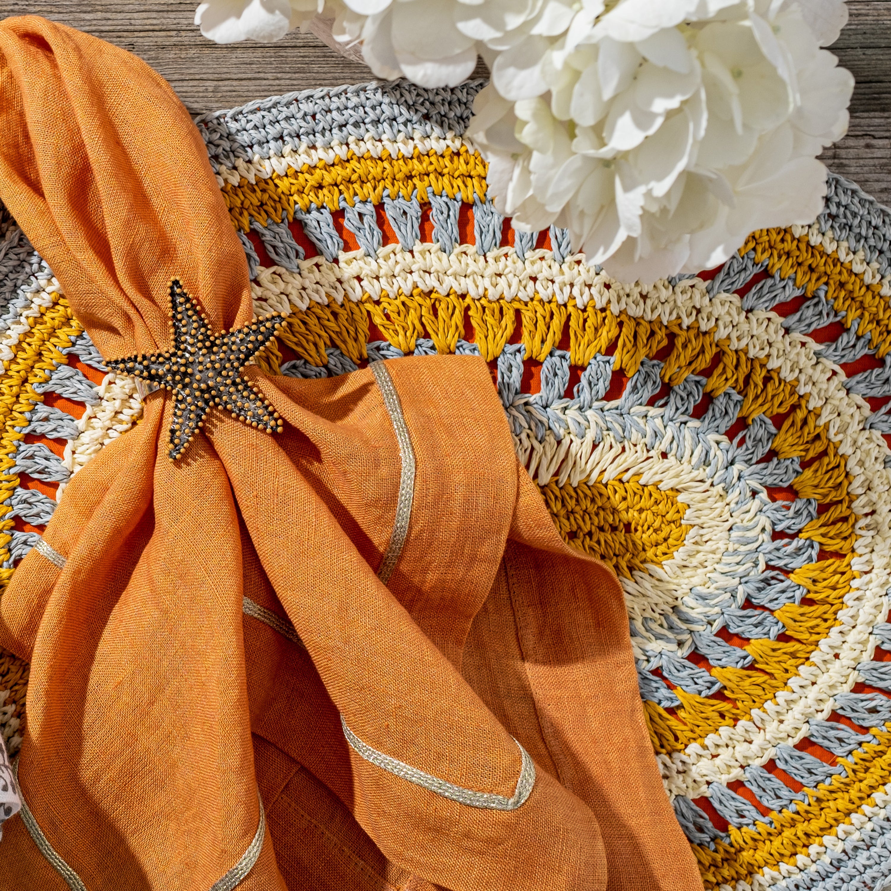 Crochet Placemats, Marigold, Set Of Four