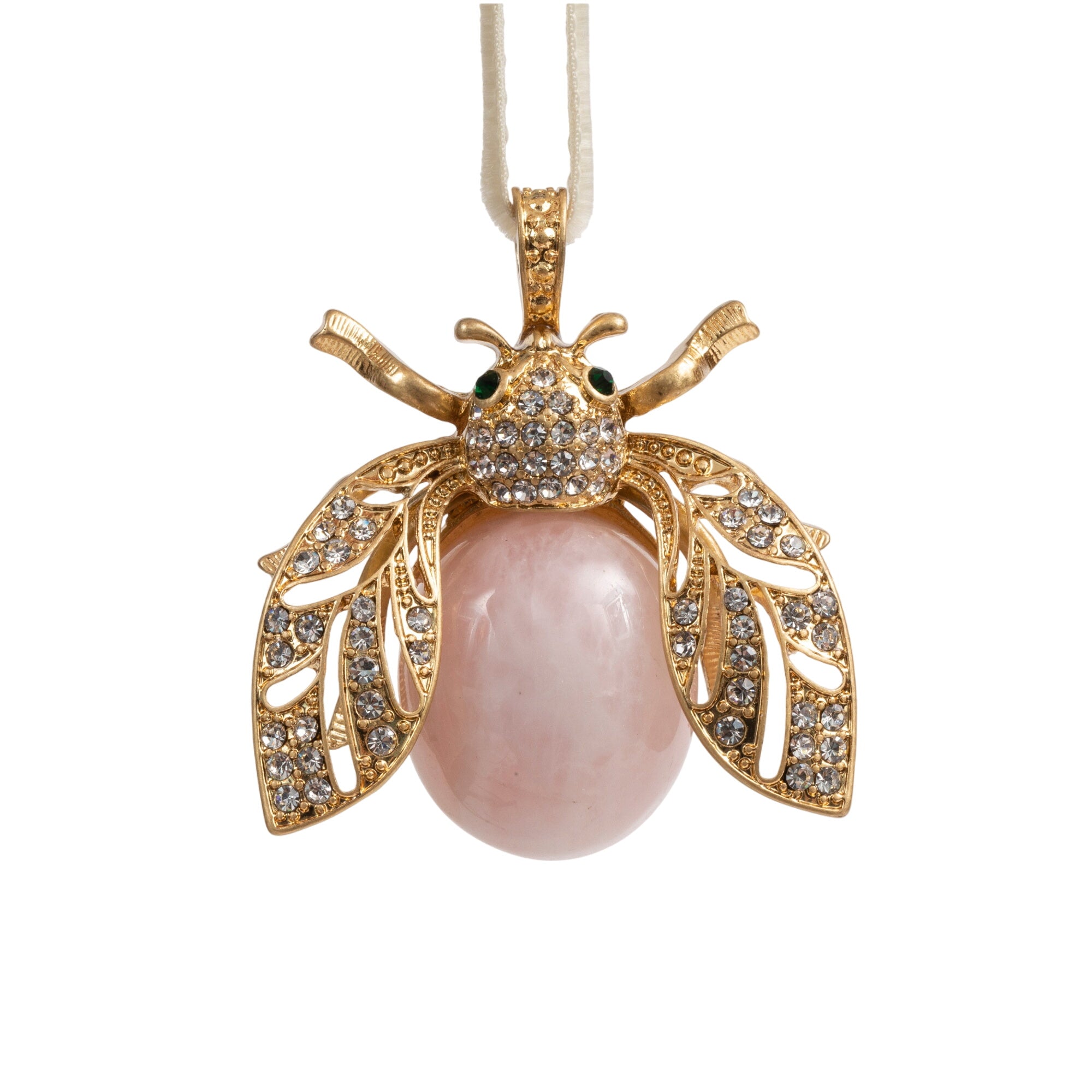 Sparkle Bee Hanging Ornament, Rose Quartz