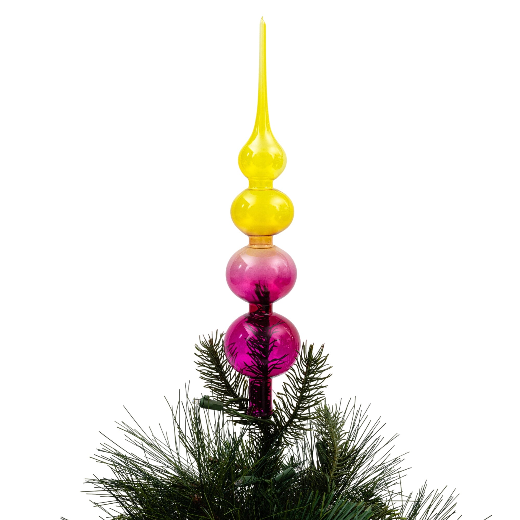 Glass Bubble Ombre Tree Topper, Pink And Citrine