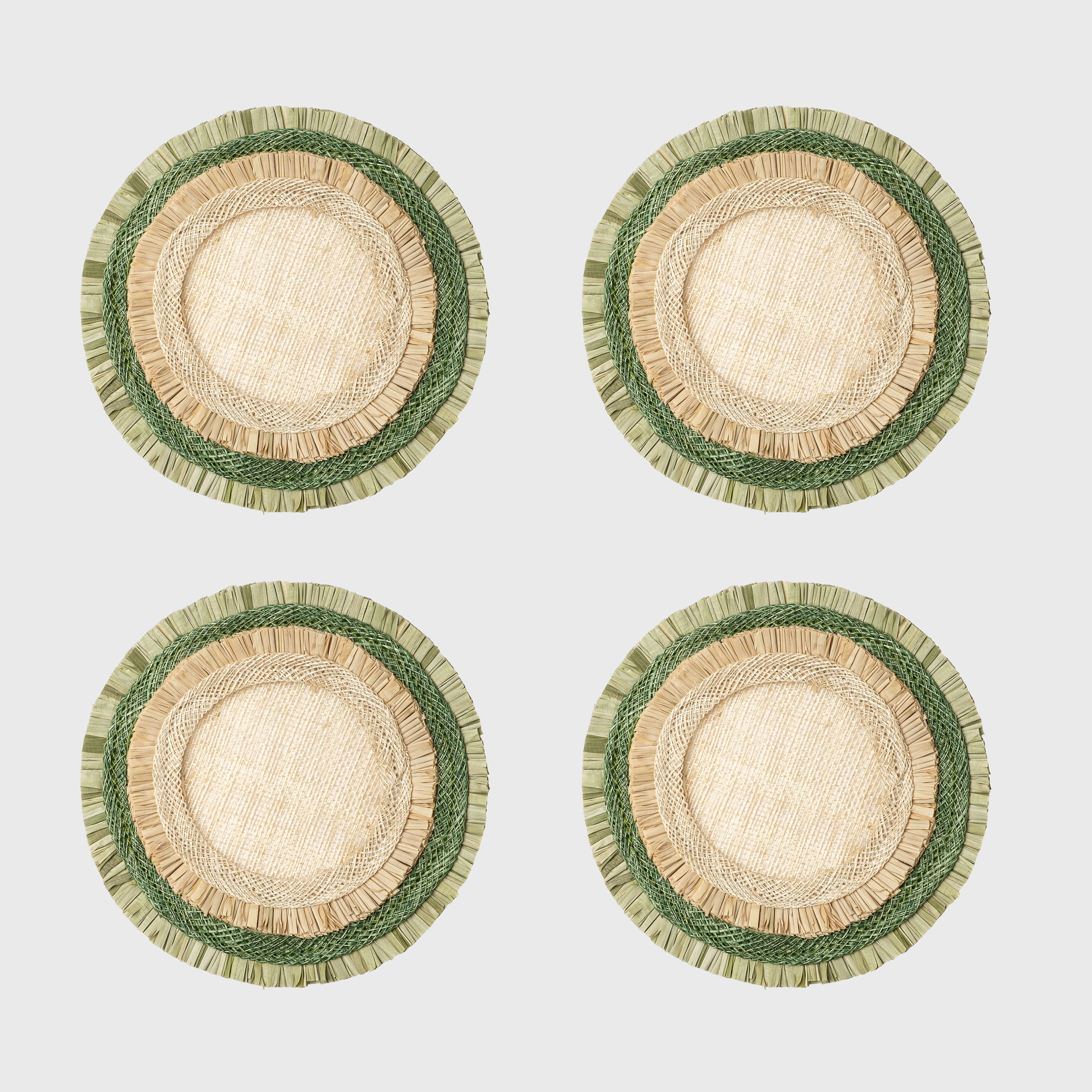 Ruffle Edge Straw Coasters, Green