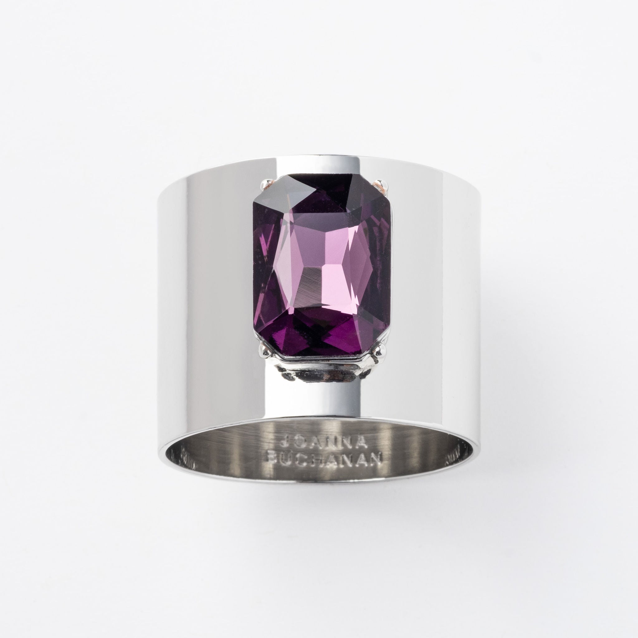 Single Gem Napkin Ring, Amethyst, Set Of Two