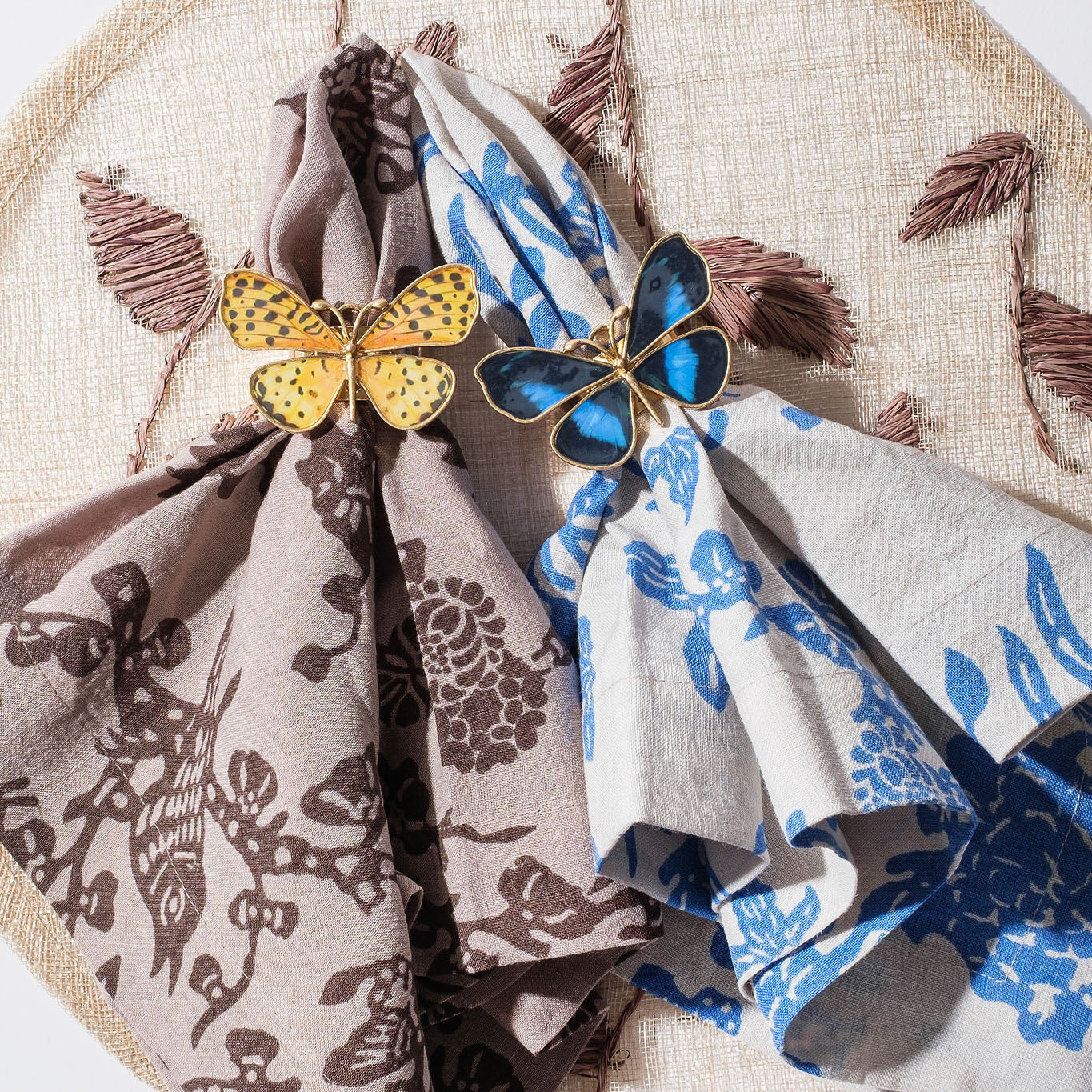 Painterly Butterfly Napkin Rings, Yellow, Set Of Four
