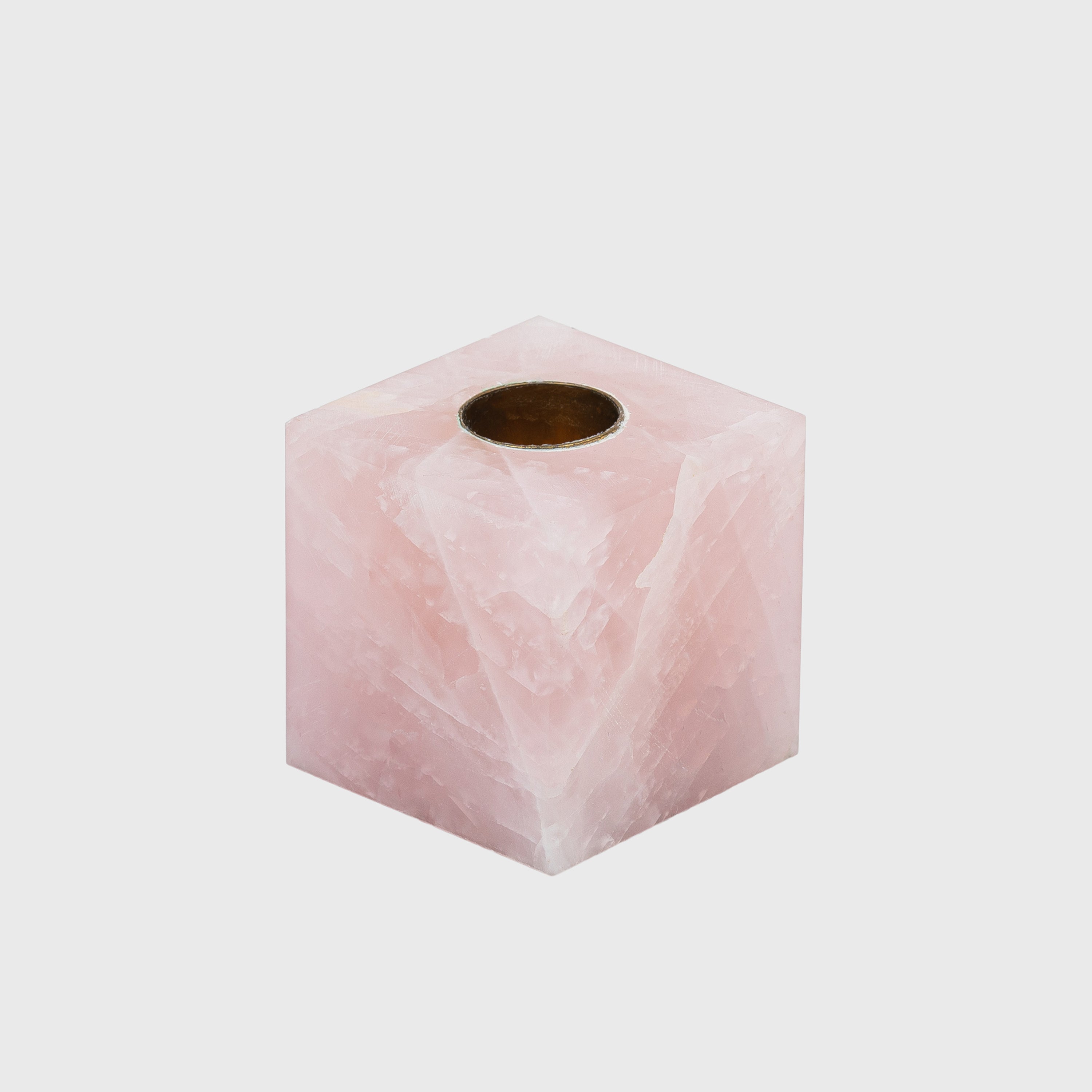 Cube Candlestick, Rose Quartz