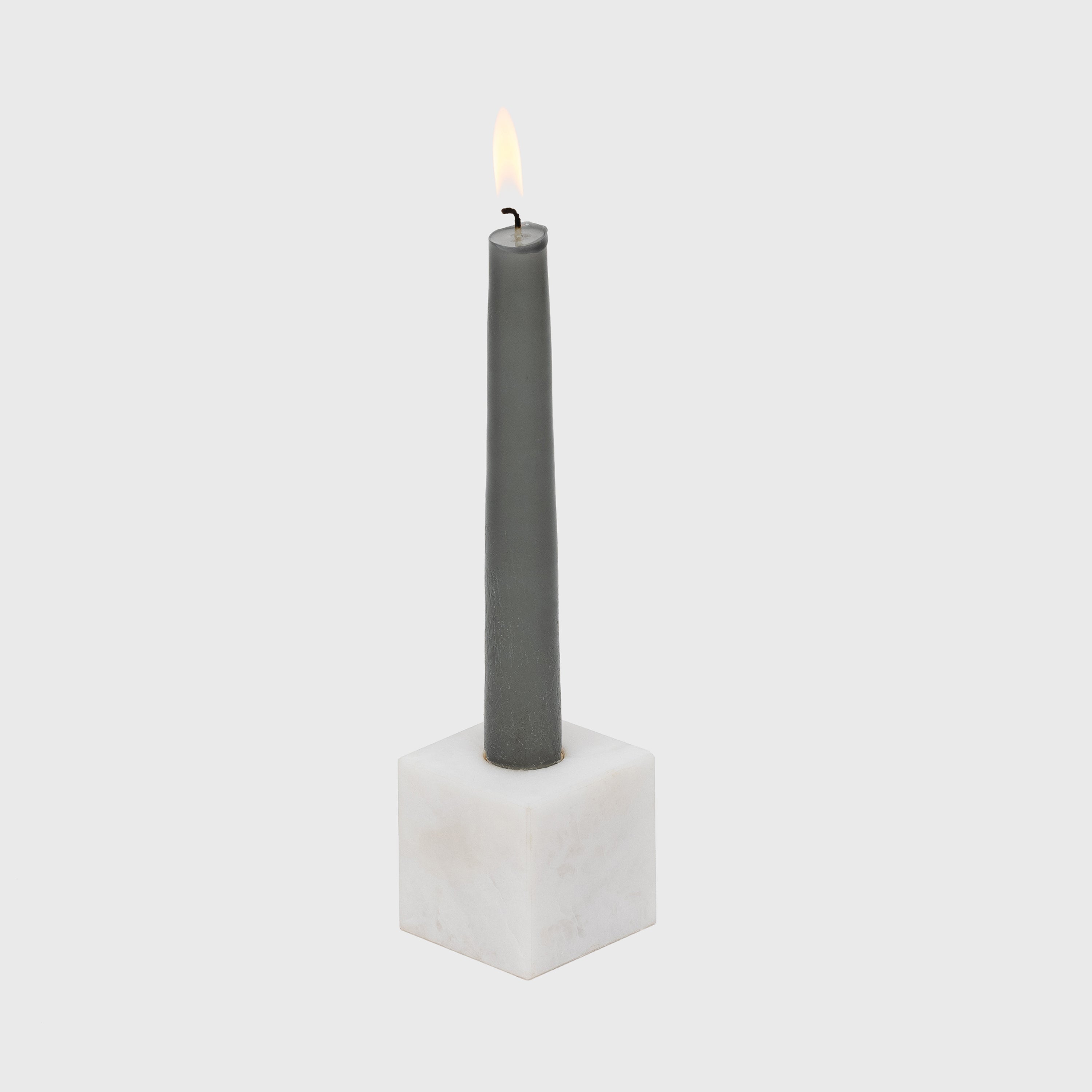 Cube Candlestick, White Quartz