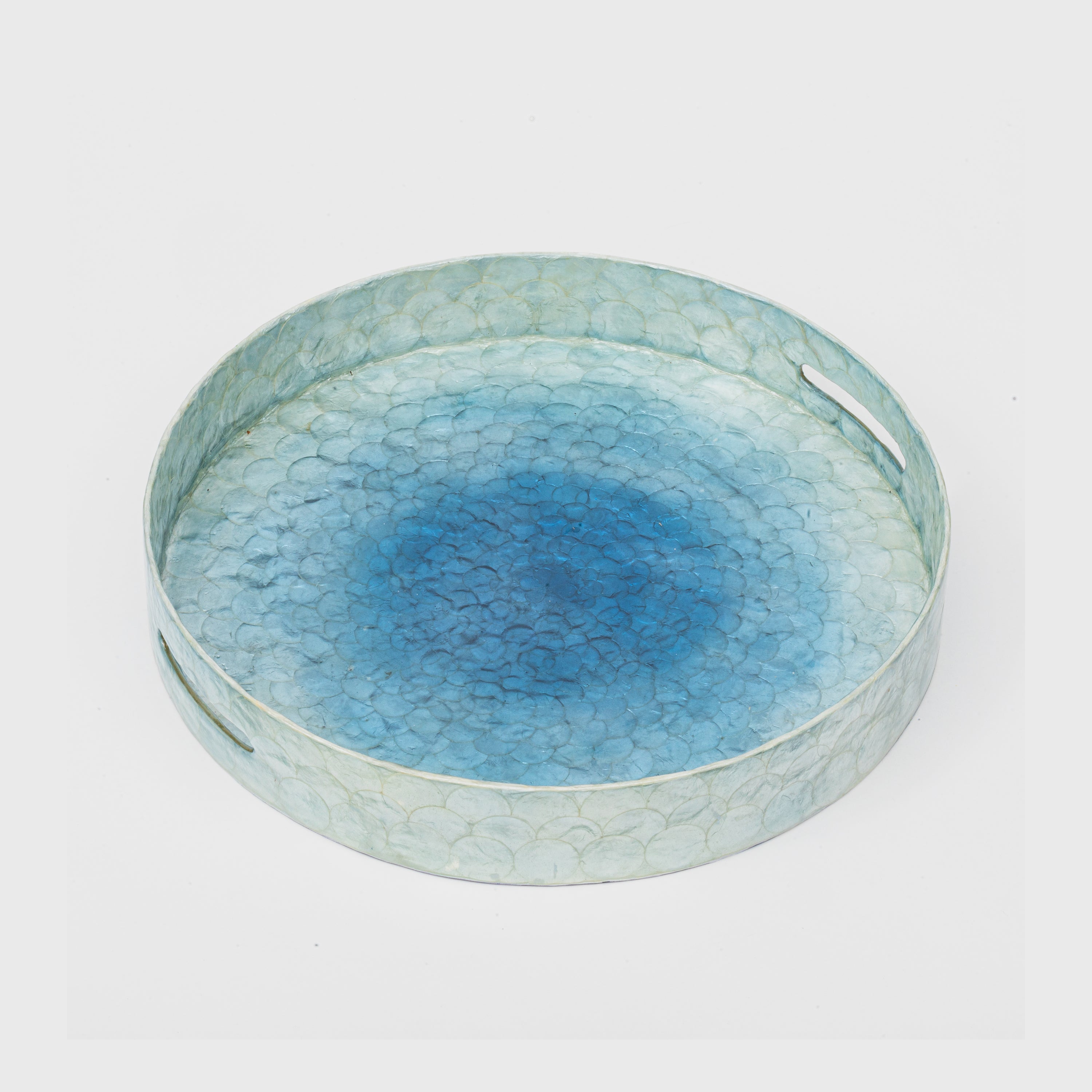 Large Ombre Capiz Tray, Blue