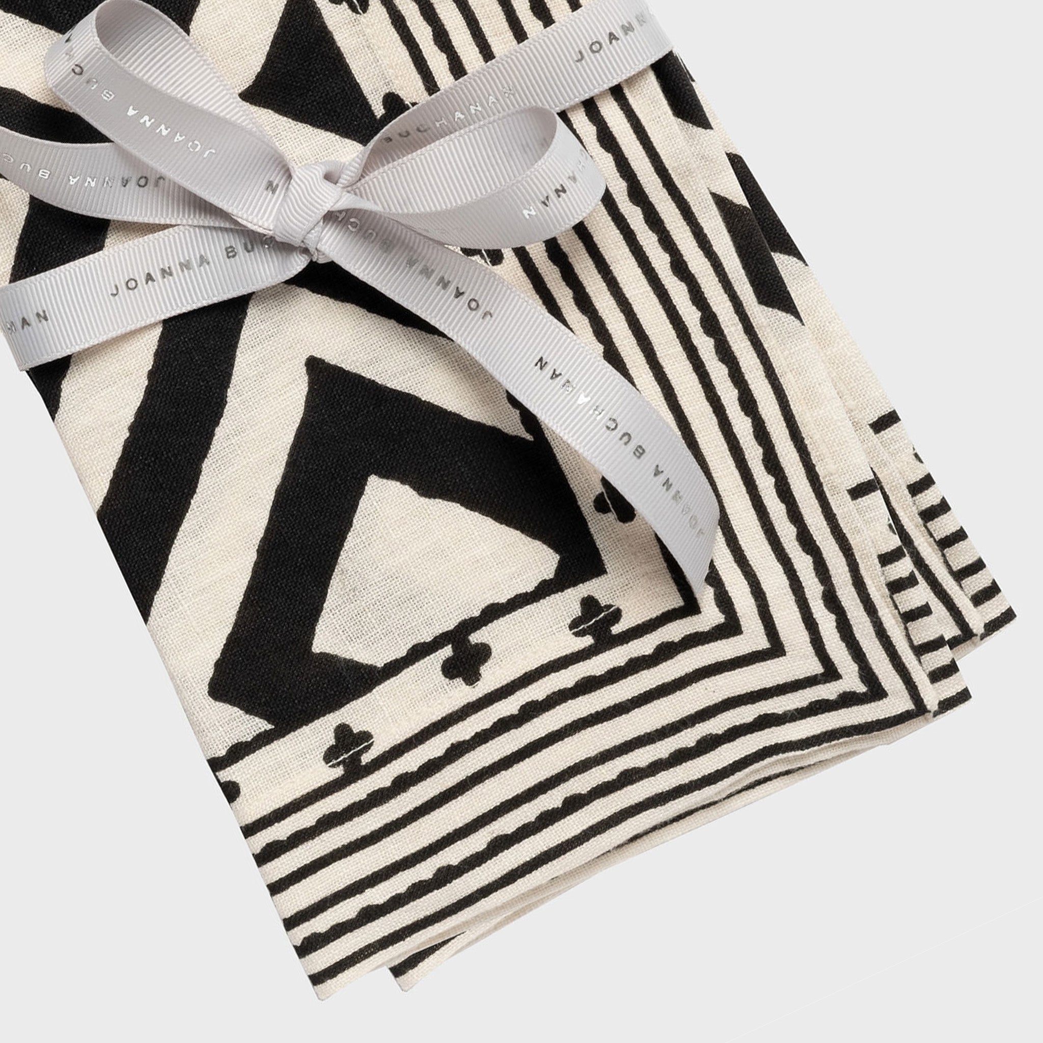 Geo Print Napkins, Black, Set Of Two