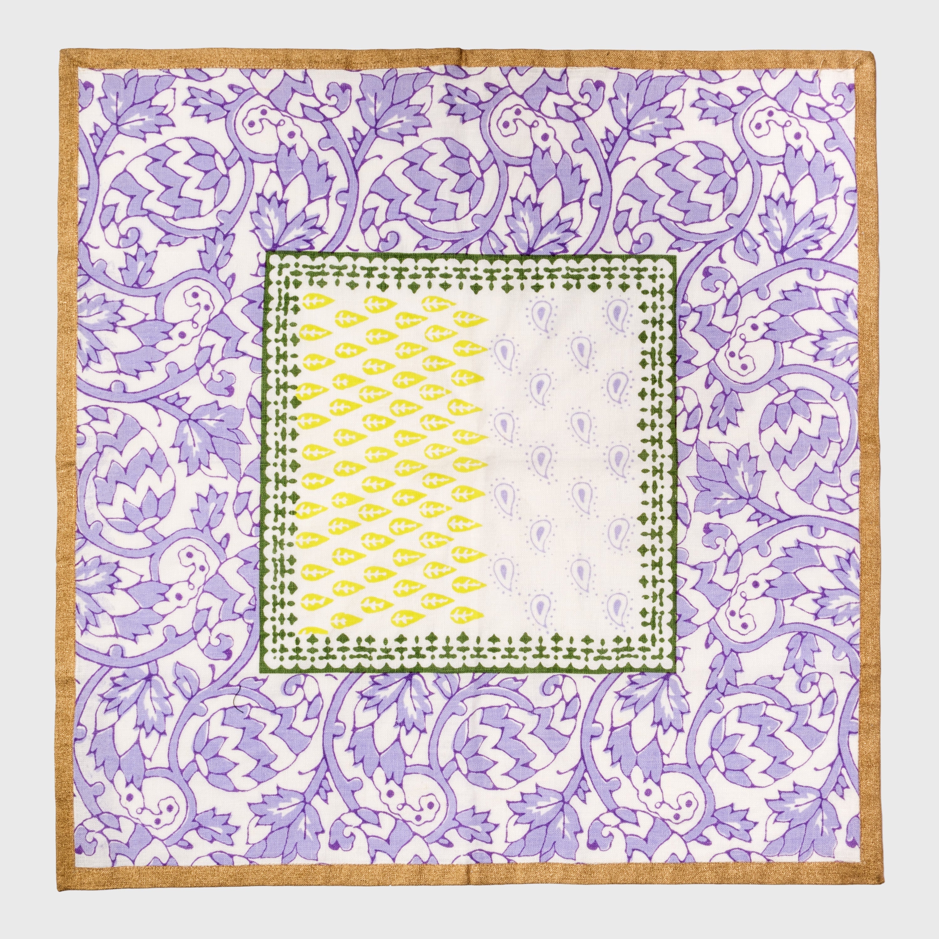 Joyful Block Print Napkin, Lilac, Set Of Two