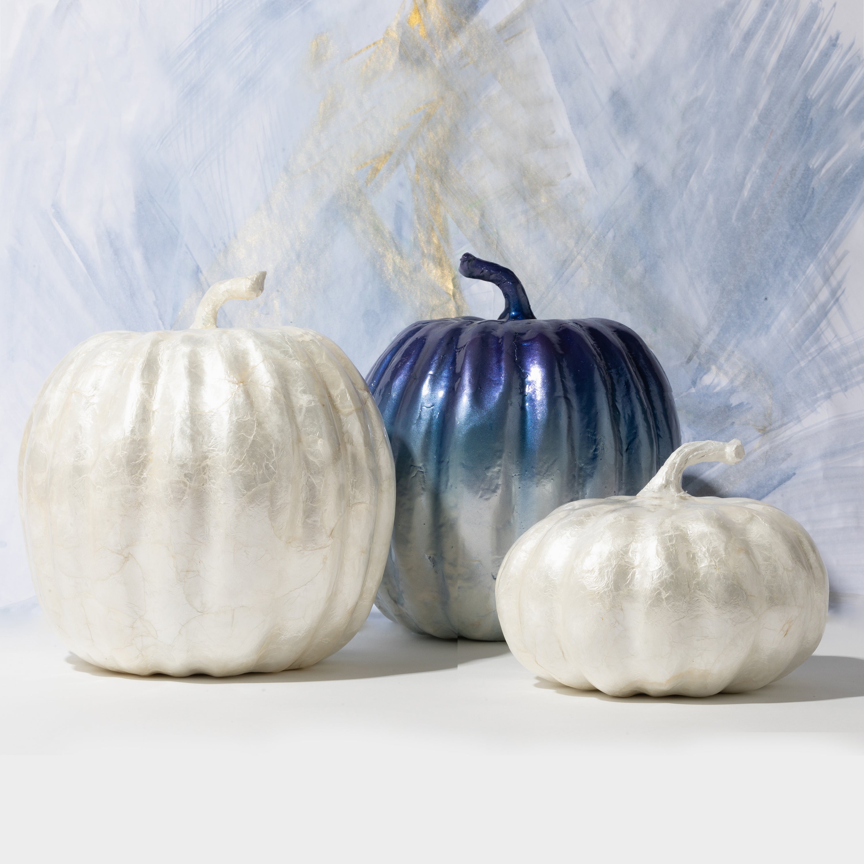 Large Capiz Pumpkin, Blue Ombre