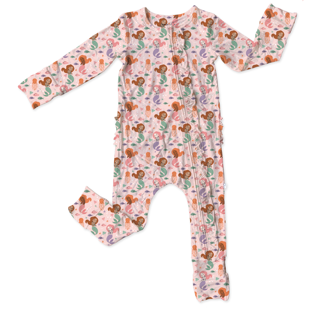 Jerzey Mermaids Bamboo Ruffle Convertible Footie (pre-order)