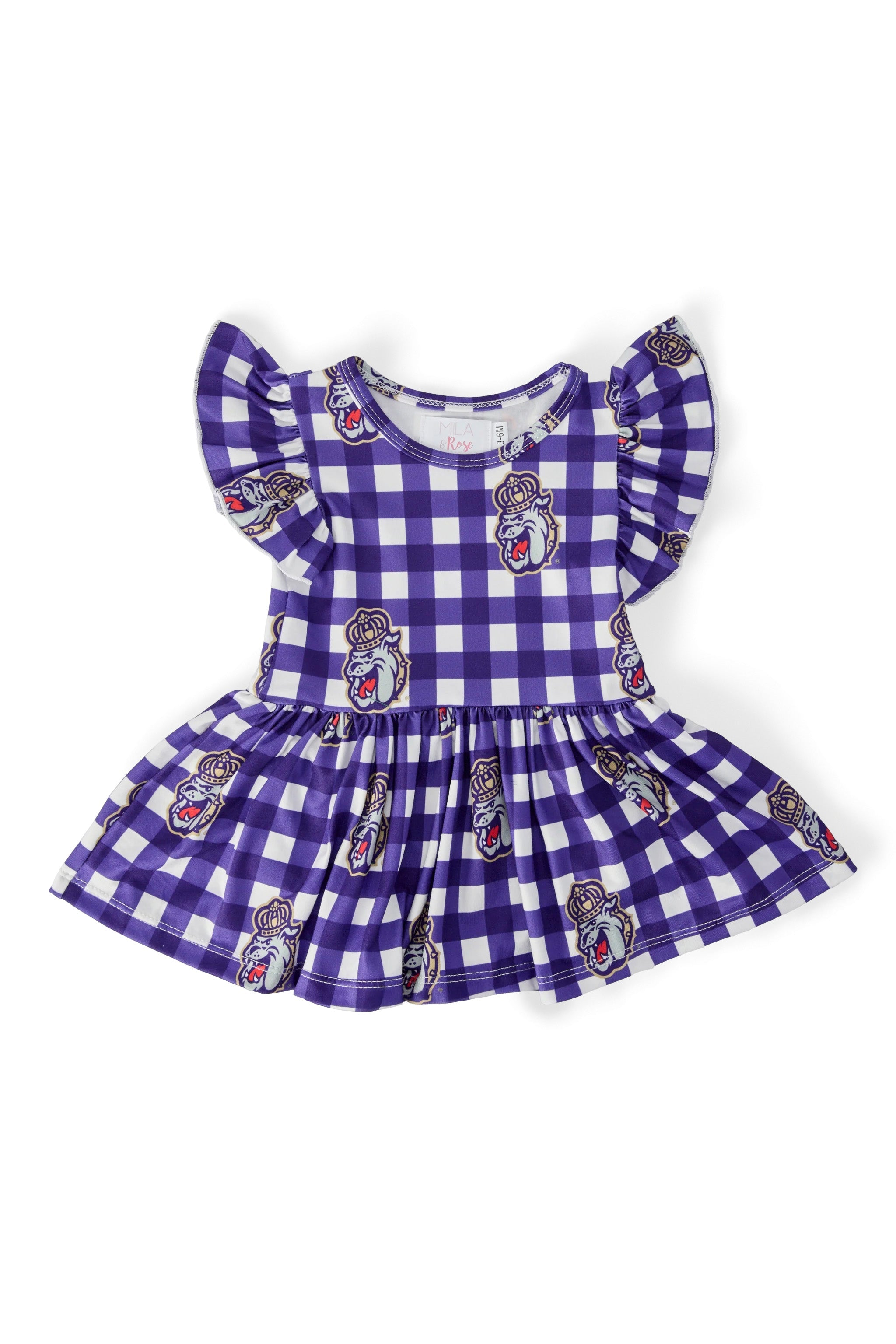 Jmu Plaid Duke Dog Flutter Twirl Bodysuit