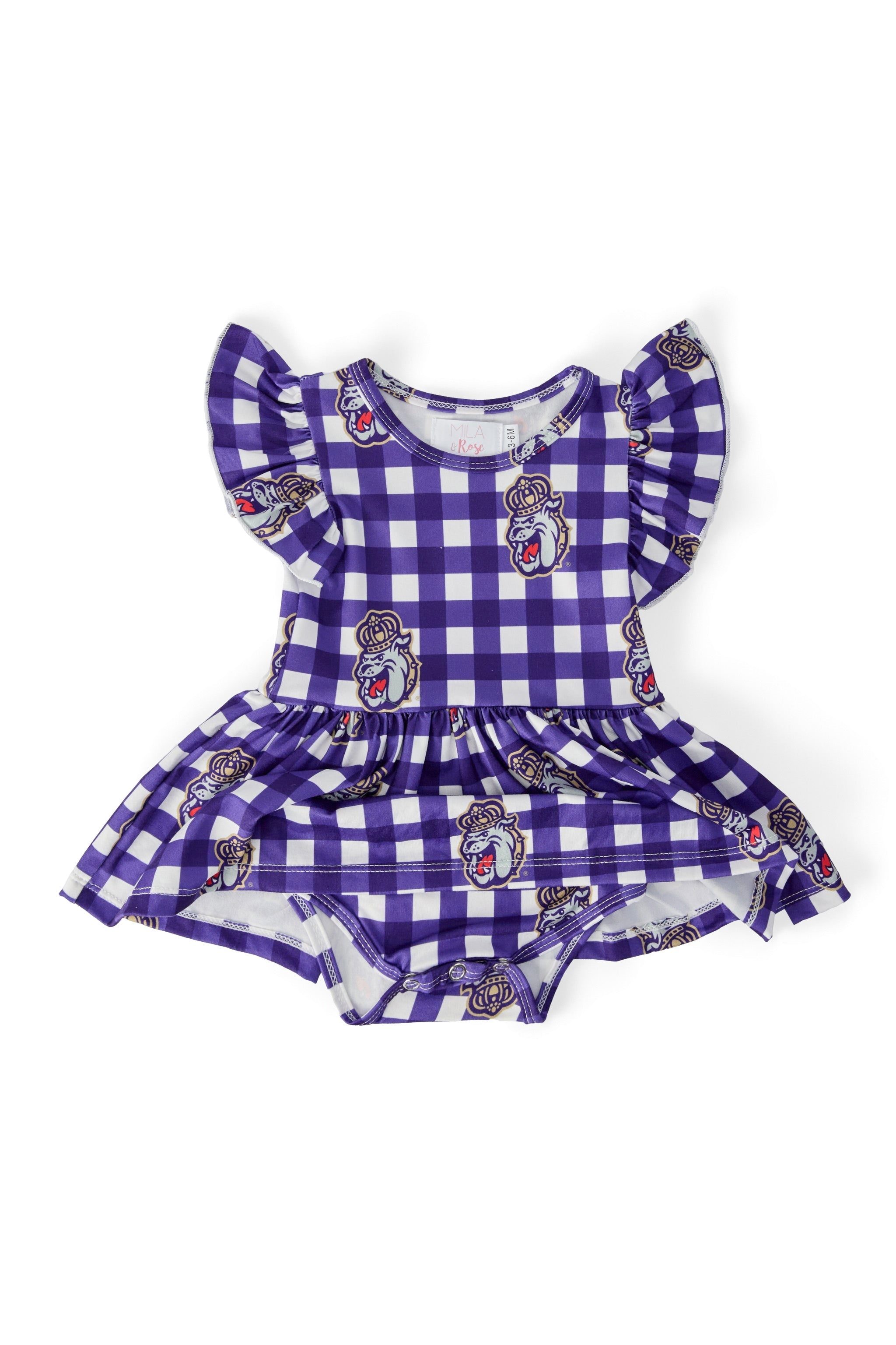 Jmu Plaid Duke Dog Flutter Twirl Bodysuit