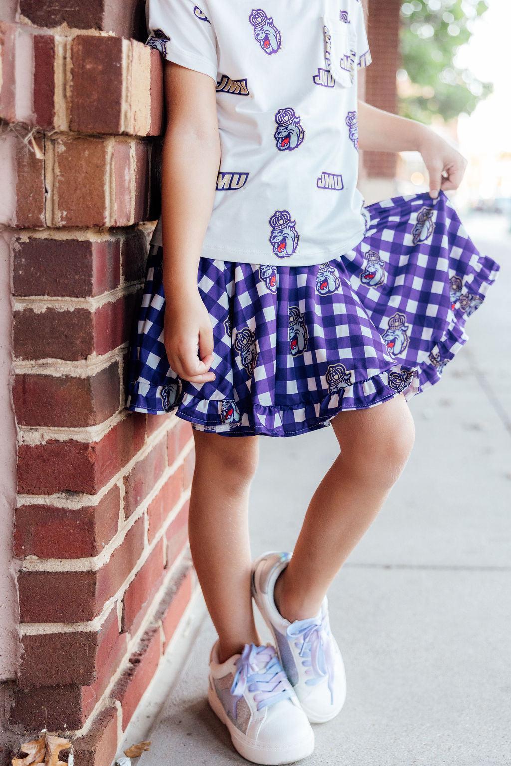 Jmu Plaid Duke Dog Twirl Skort