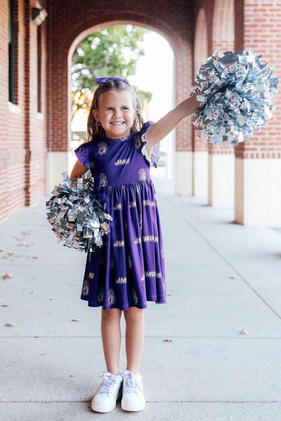 Jmu Purple Duke Dog Flutter Twirl  Dress